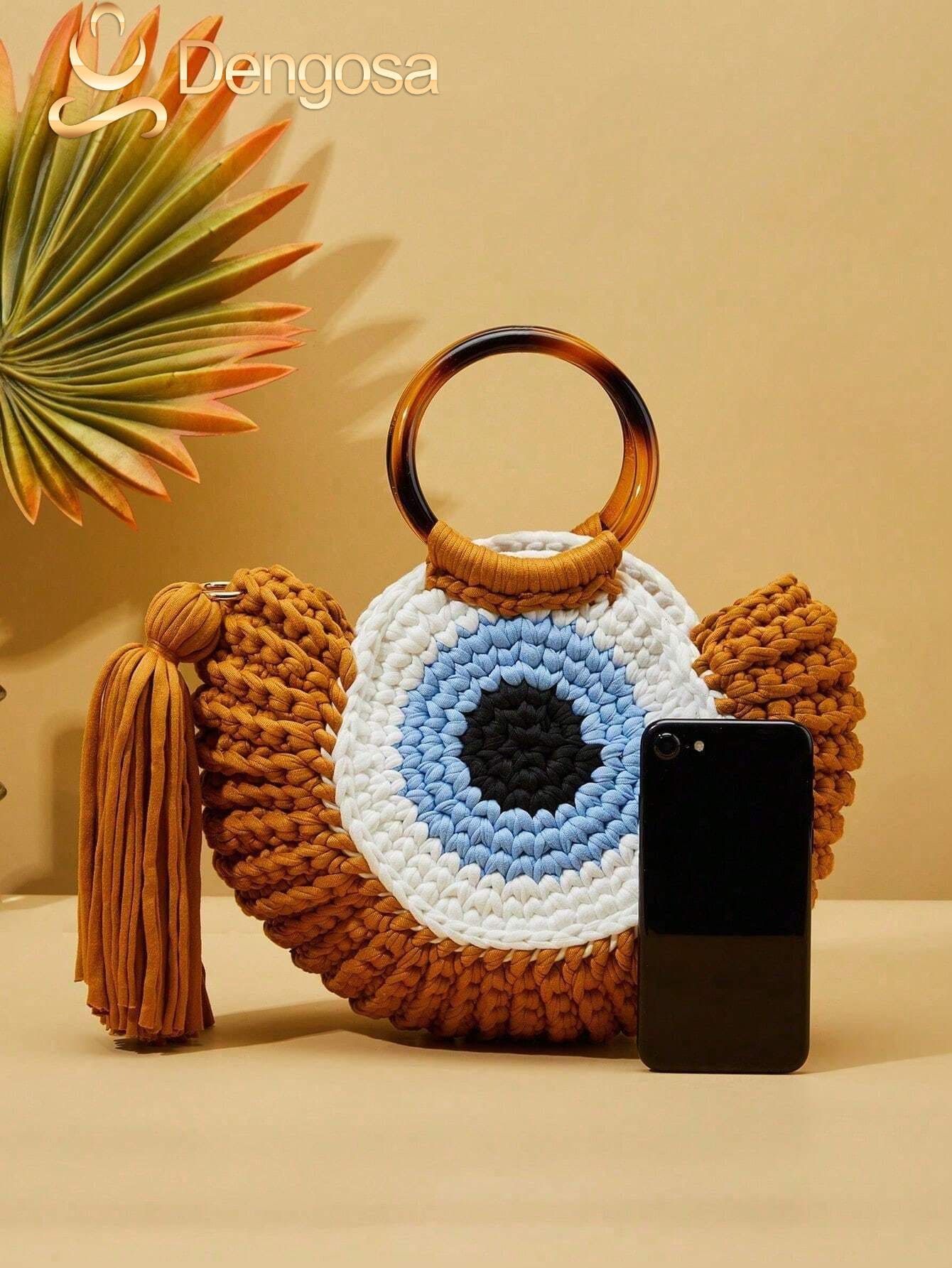 Bolsa de Crochê Olho Grego - 5 Cores e Design Exclusivo