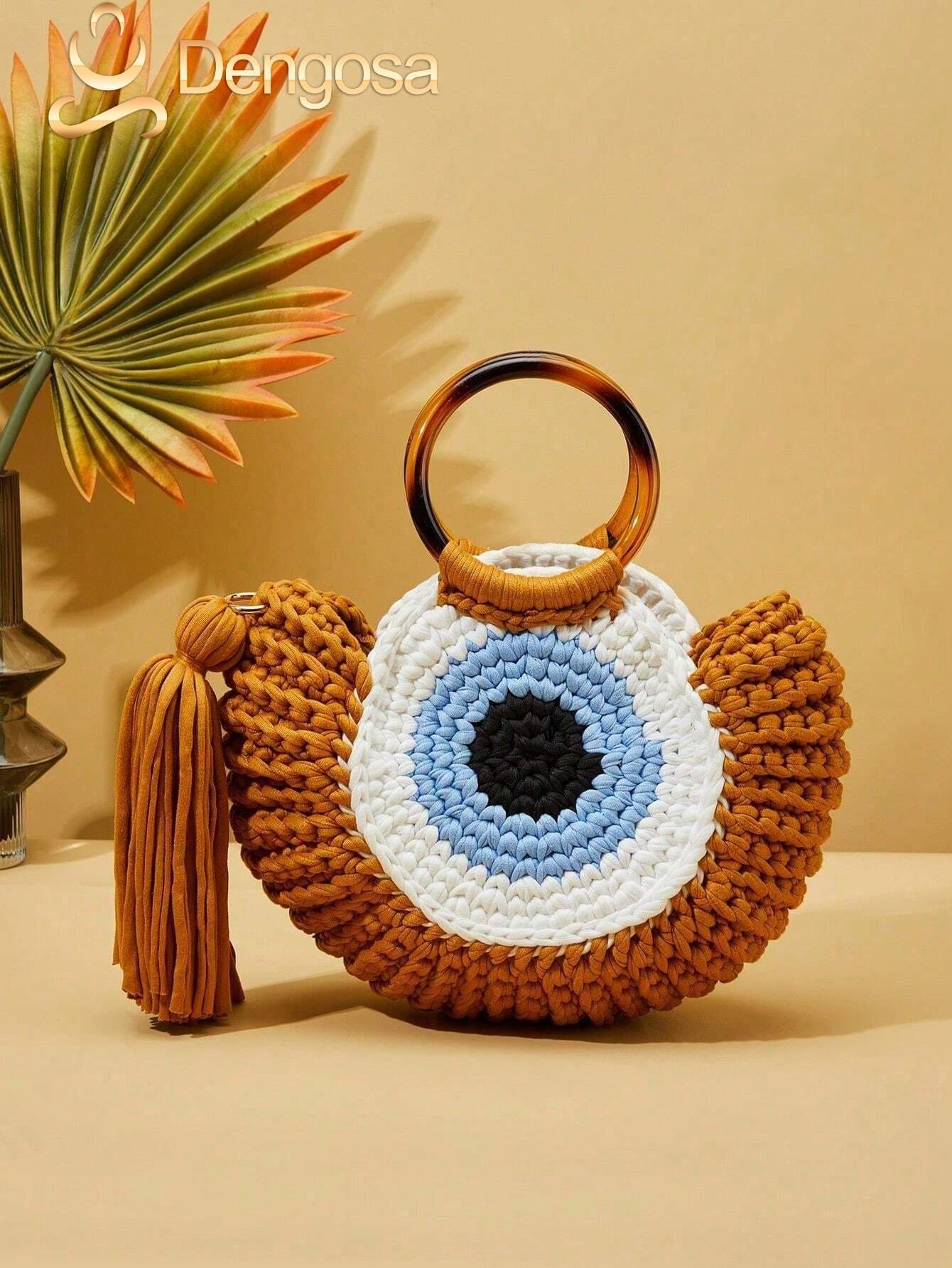 Bolsa de Crochê Olho Grego - 5 Cores e Design Exclusivo