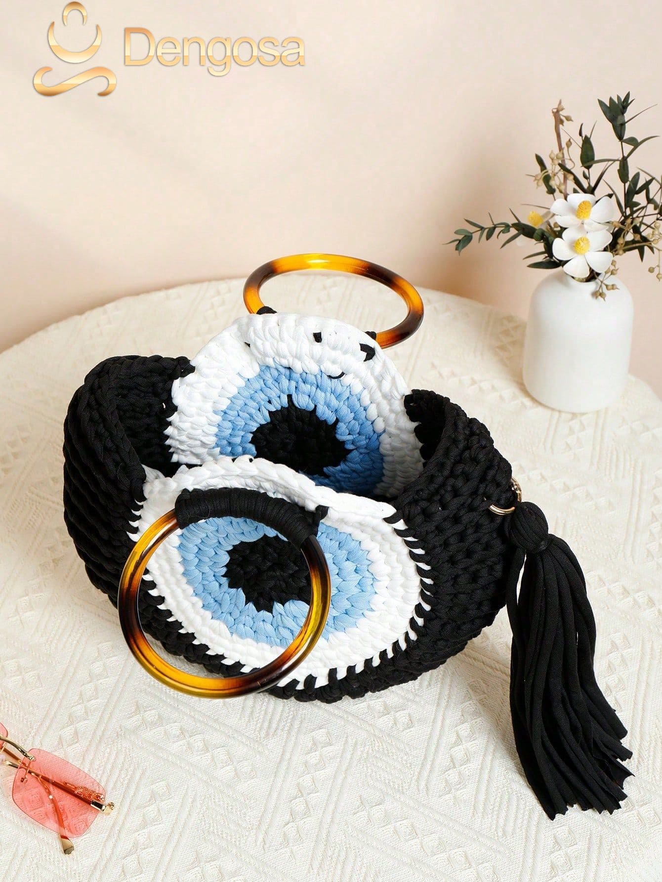 Bolsa de Crochê Olho Grego - 5 Cores e Design Exclusivo