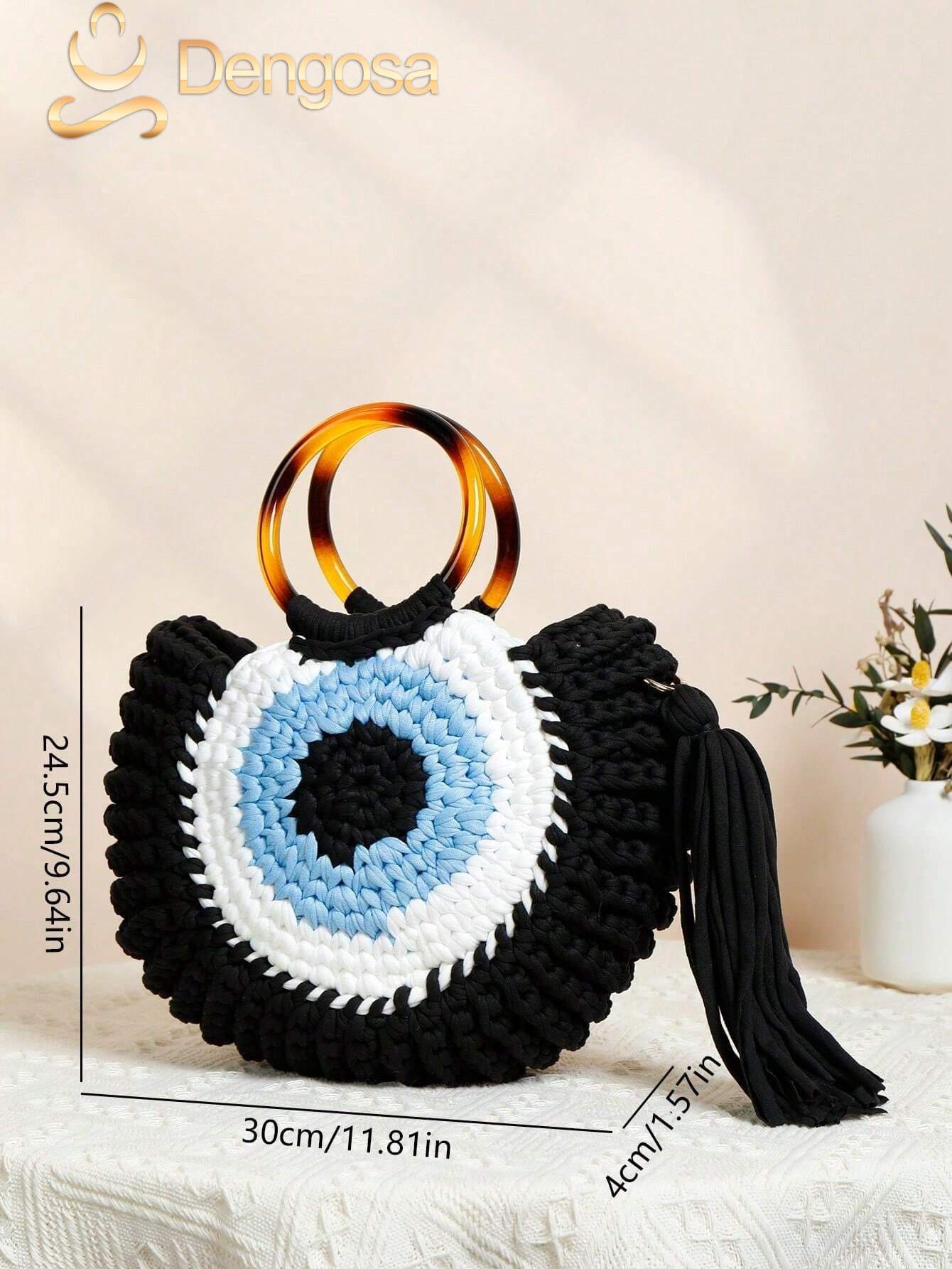 Bolsa de Crochê Olho Grego - 5 Cores e Design Exclusivo