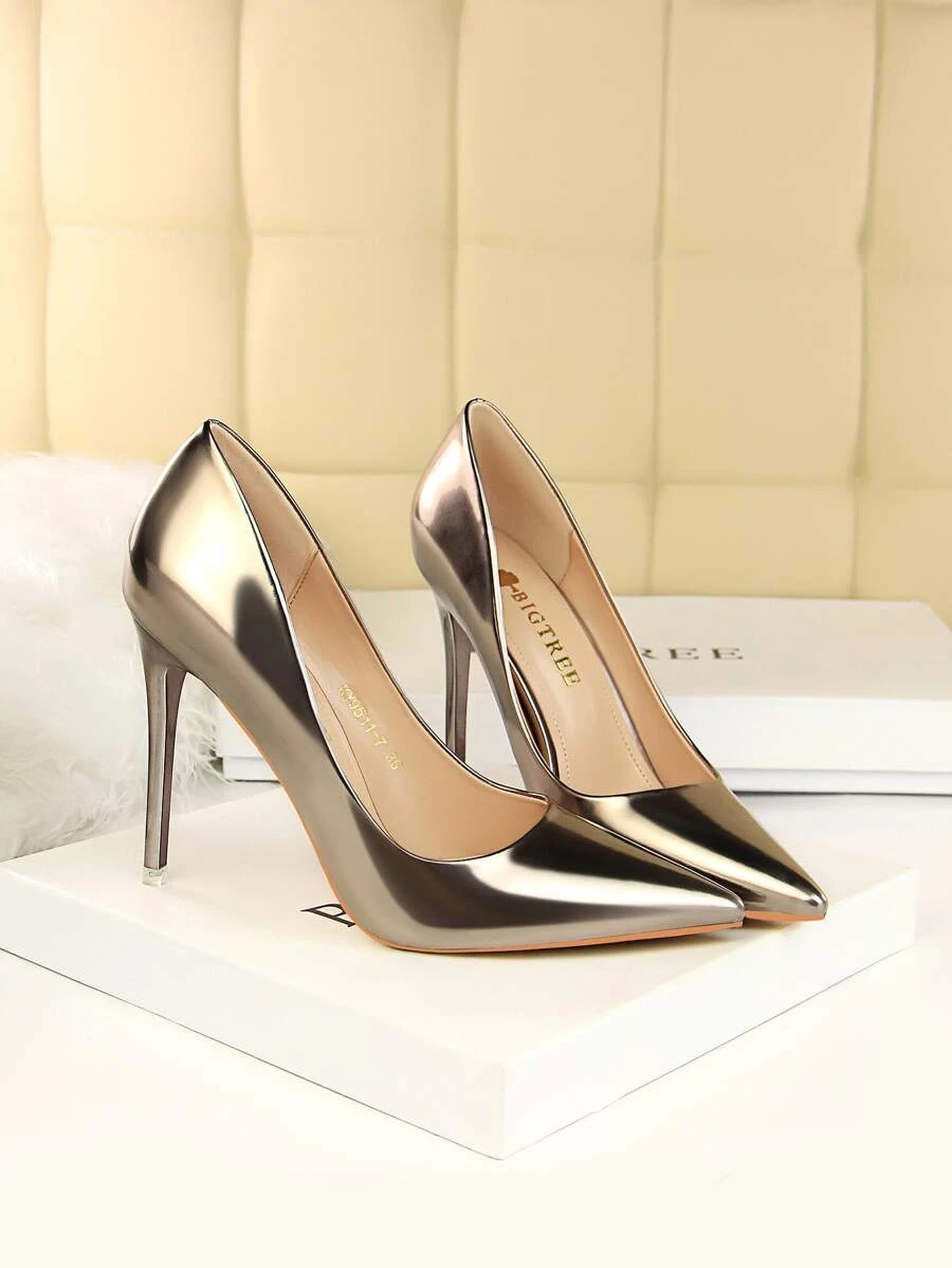 Scarpin de salto alto simples - Moda europeia e americana