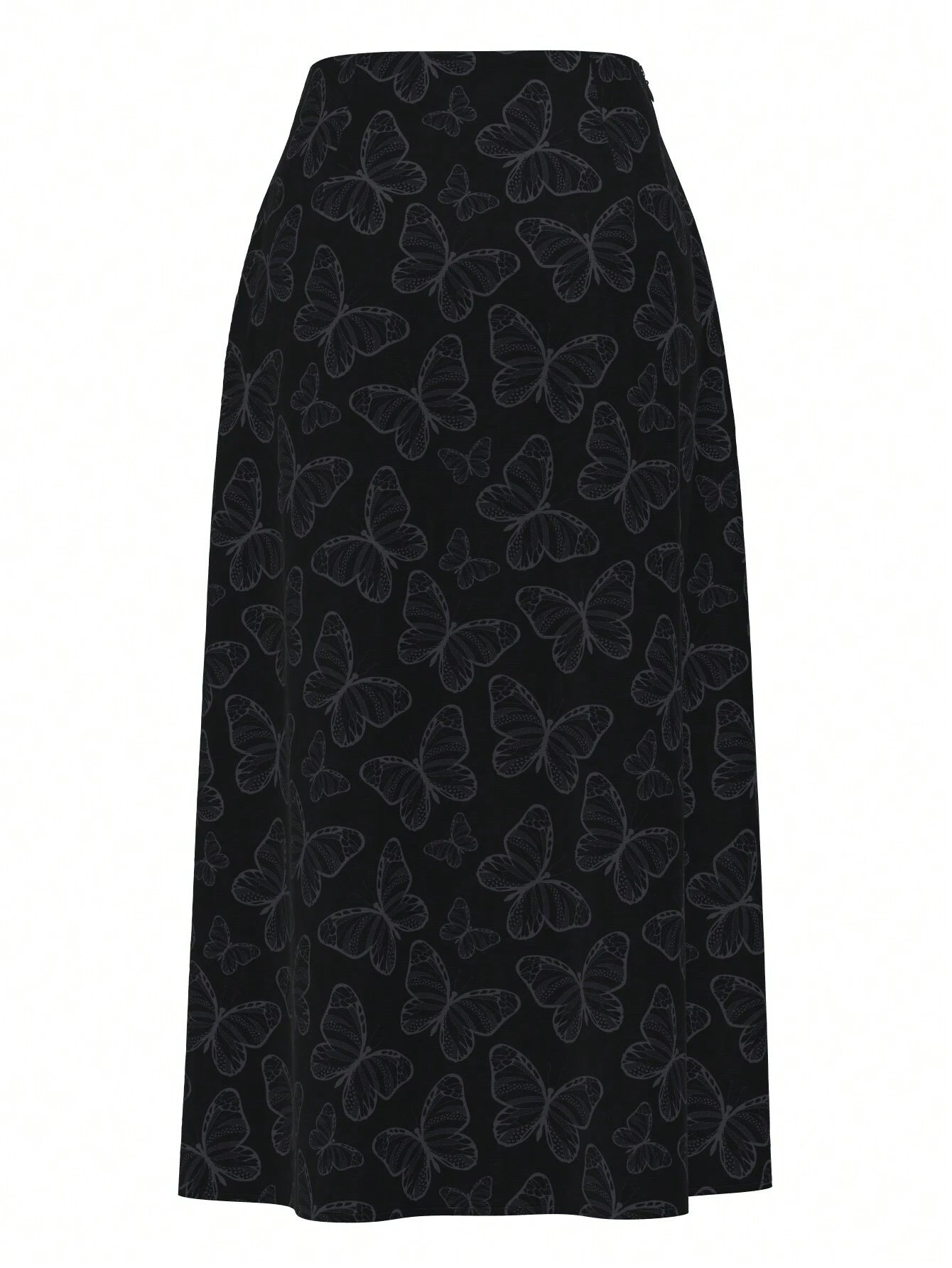 Saia Elegante com Fenda Lateral e Estampa de Borboleta