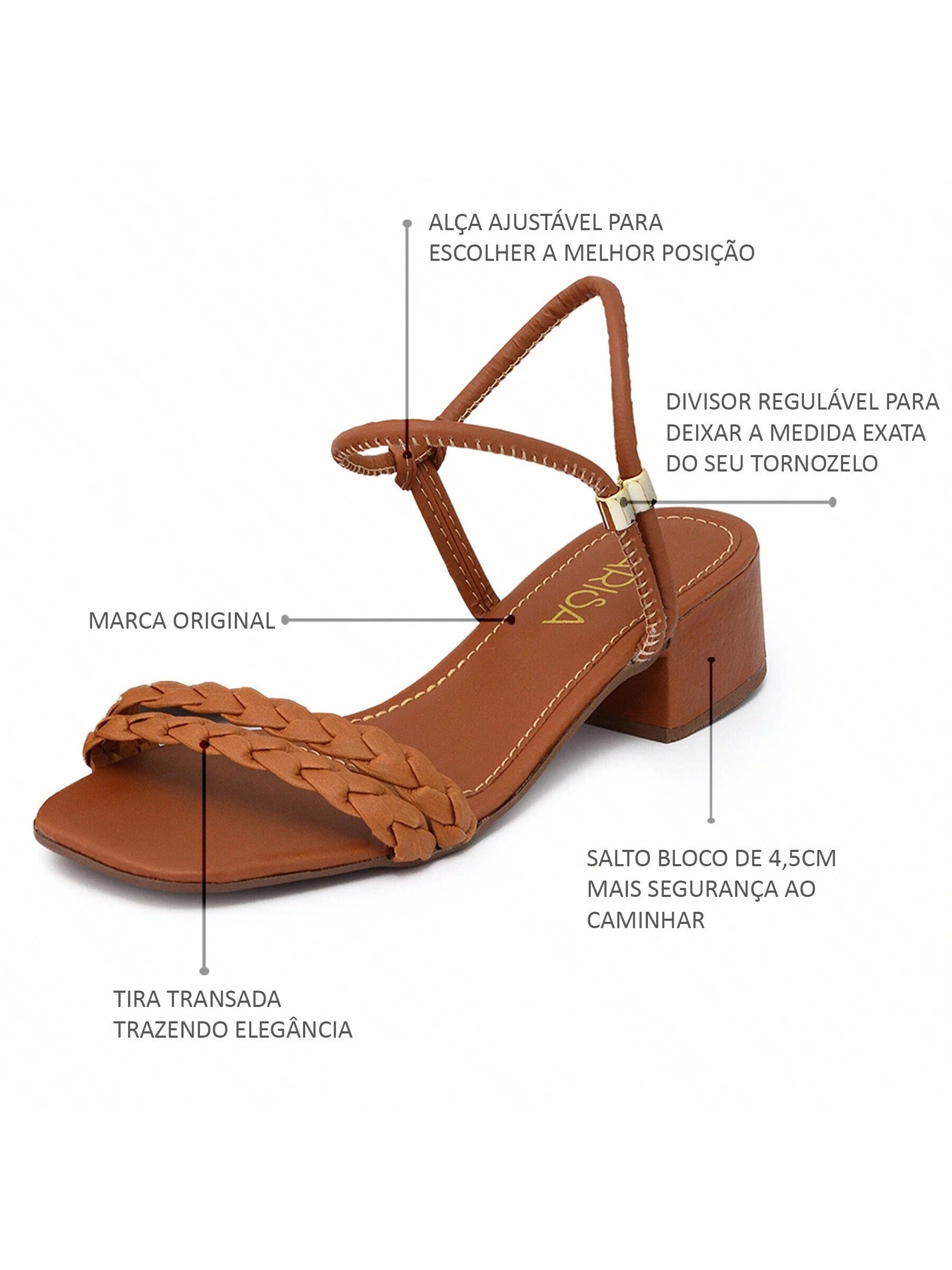 Sandália Salto Bloco Médio – Conforto e Estilo | 4 Cores