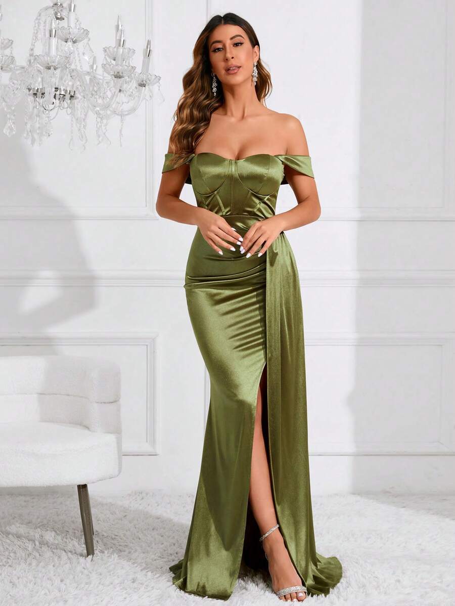vestido de cetim verde