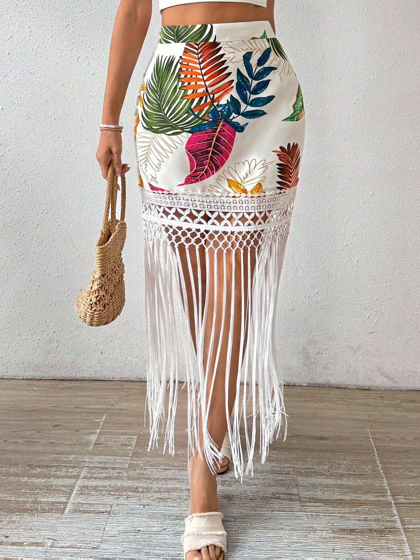 Saia Curta Boho com Franjas