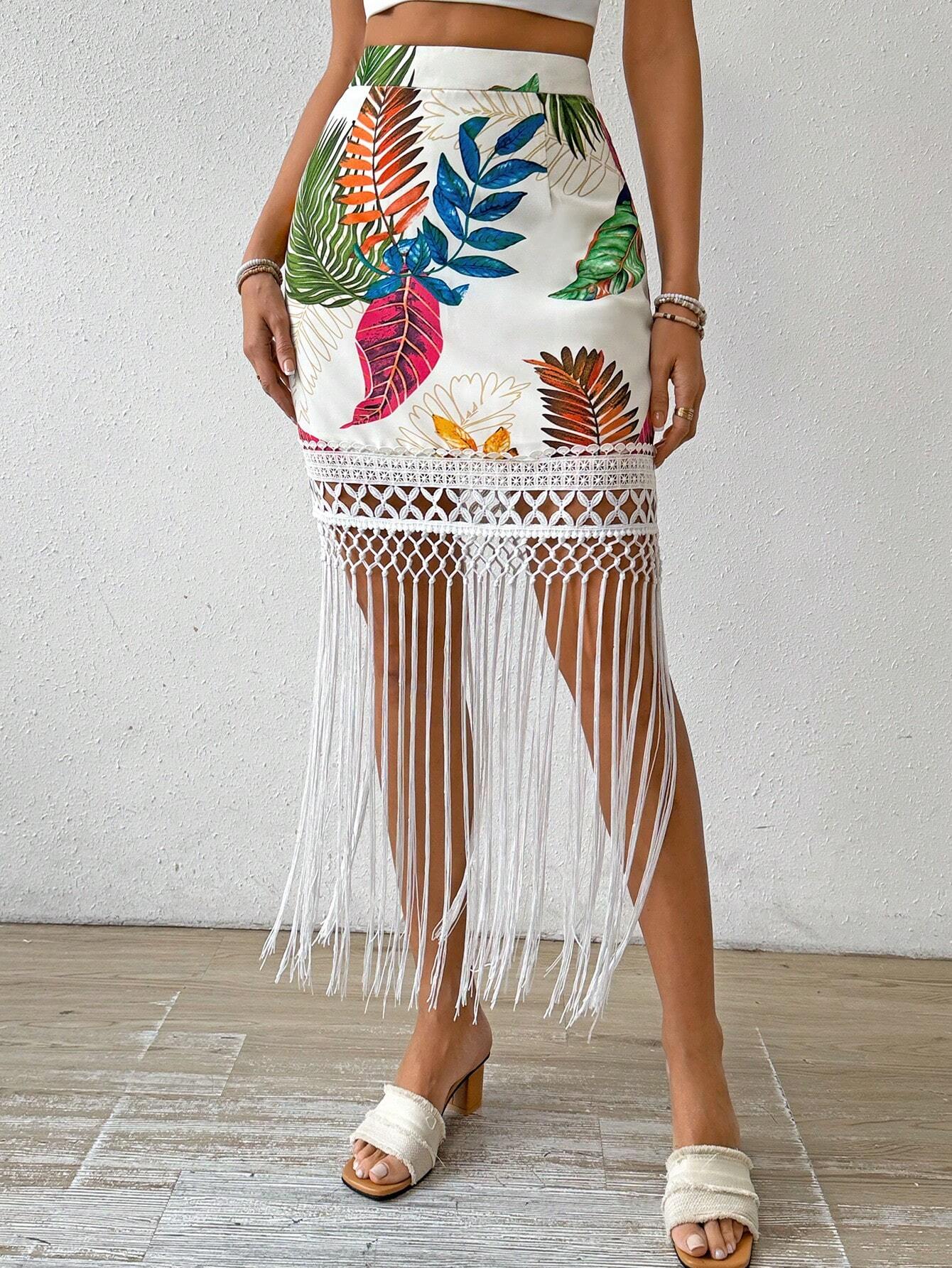 Saia Curta Boho com Franjas