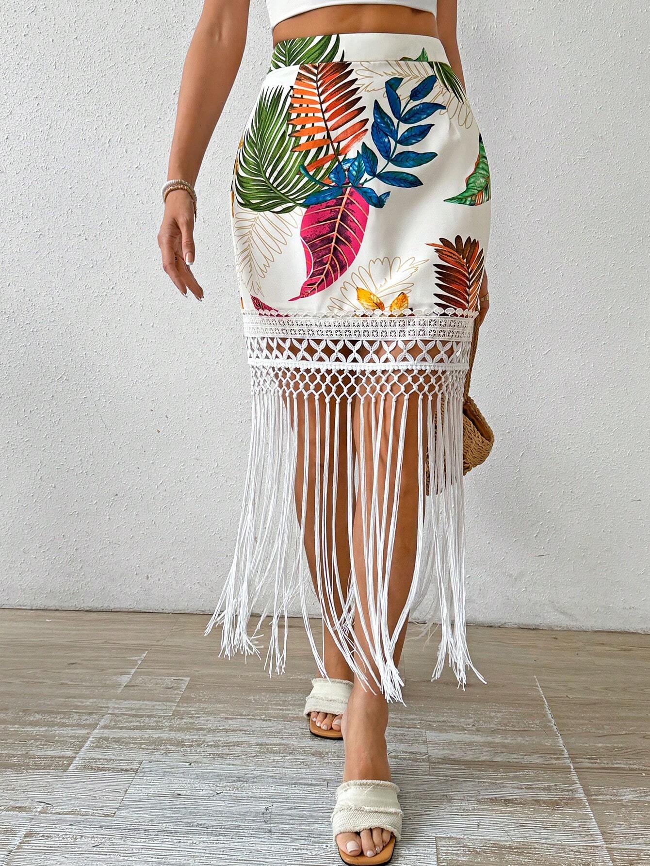 Saia Curta Boho com Franjas