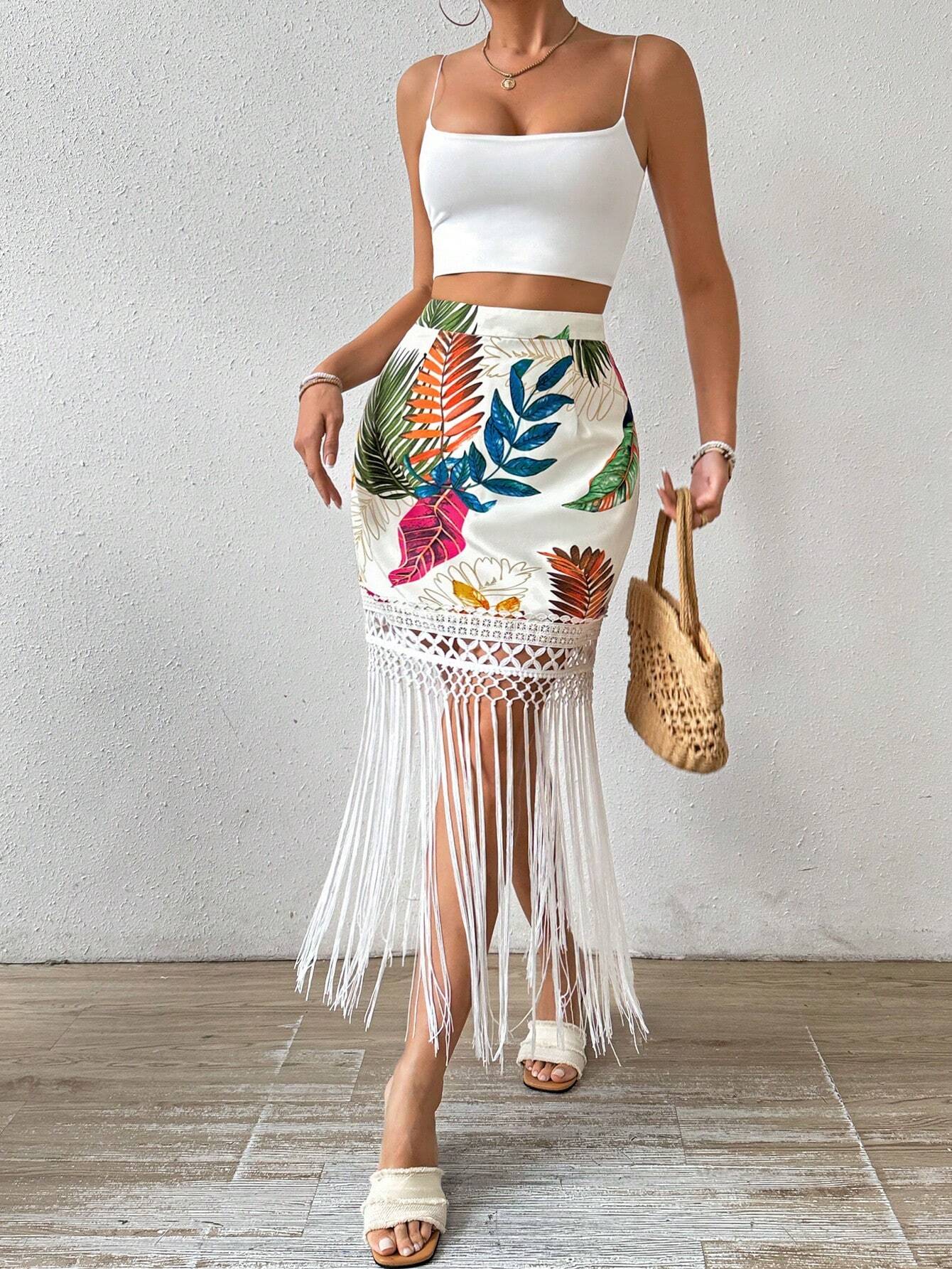 Saia Curta Boho com Franjas