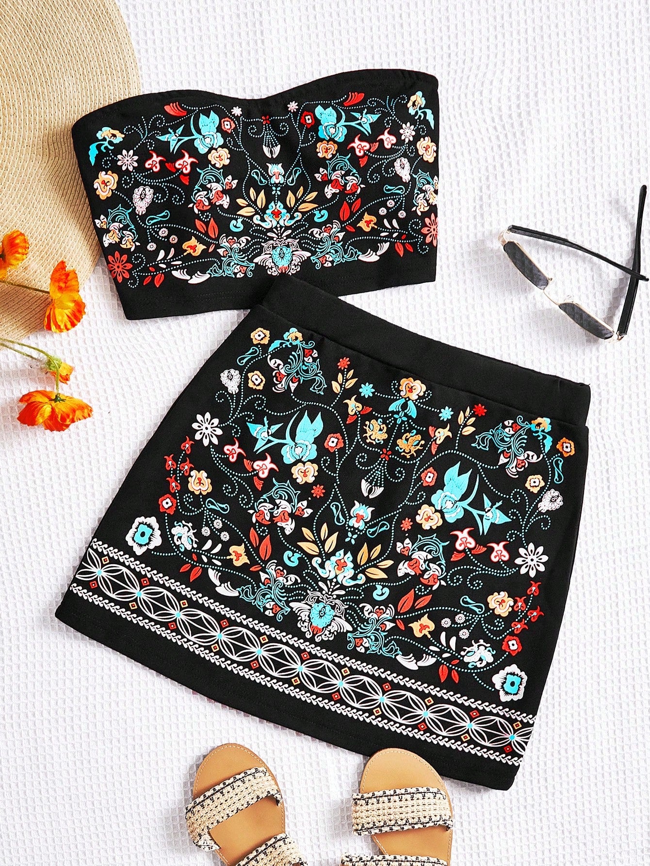 Conjunto Indiano Feminino – Bordado Floral em 2 Cores!