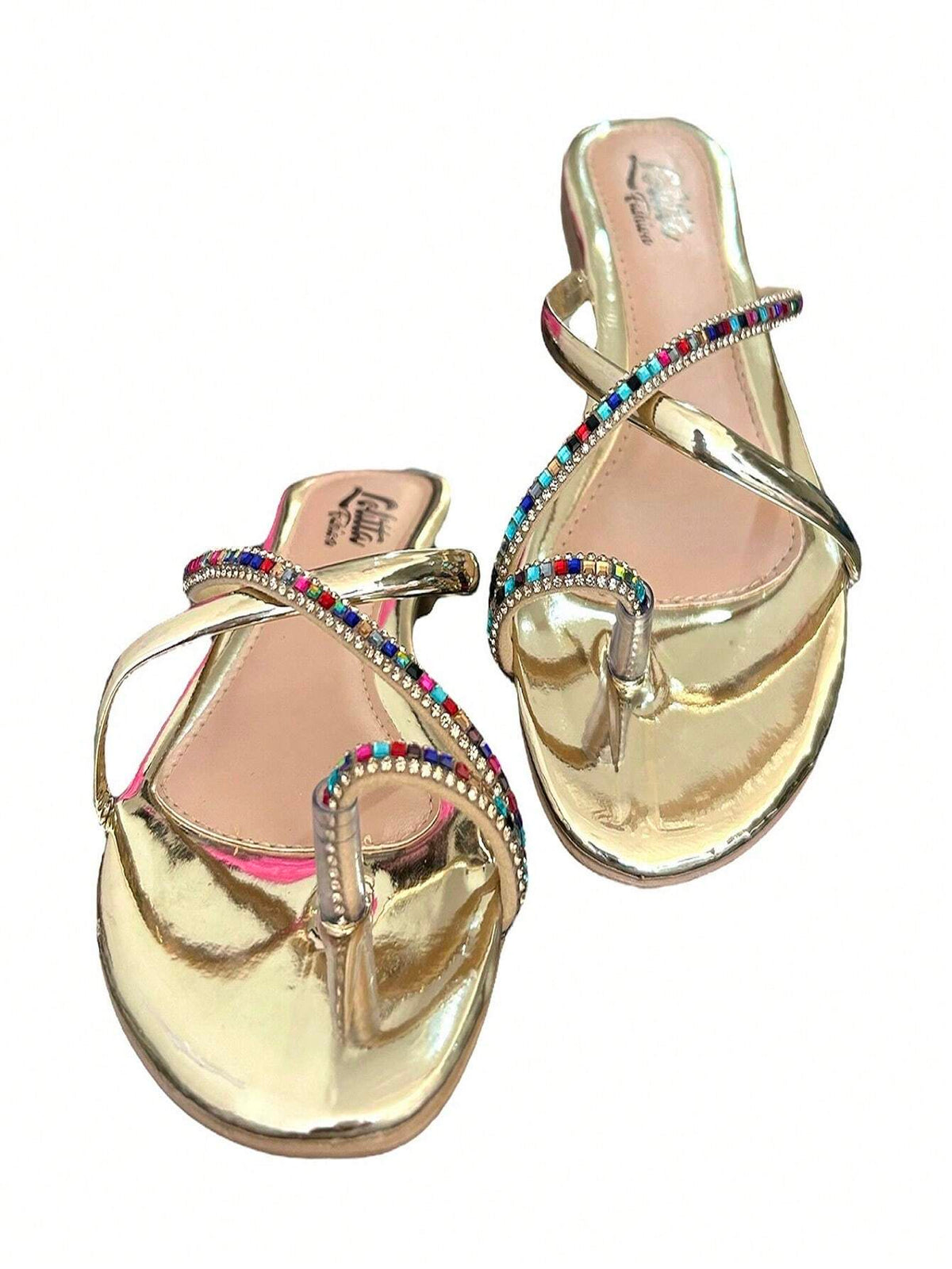 Sandália Rasteira com Strass – 5 Cores e Tamanhos 34–40