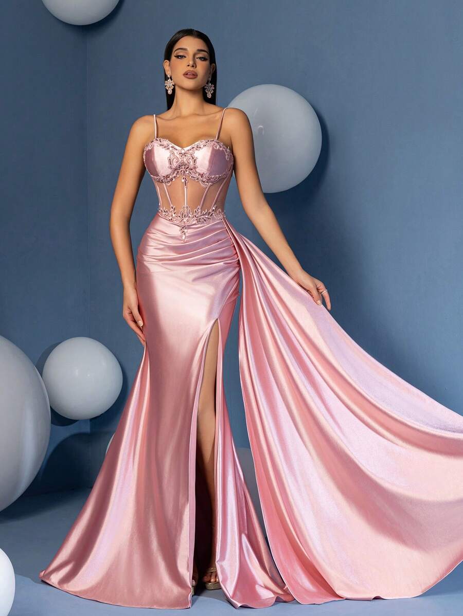 Vestido longo de cetim Magnifica