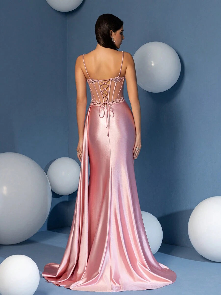 Vestido longo de cetim Magnifica
