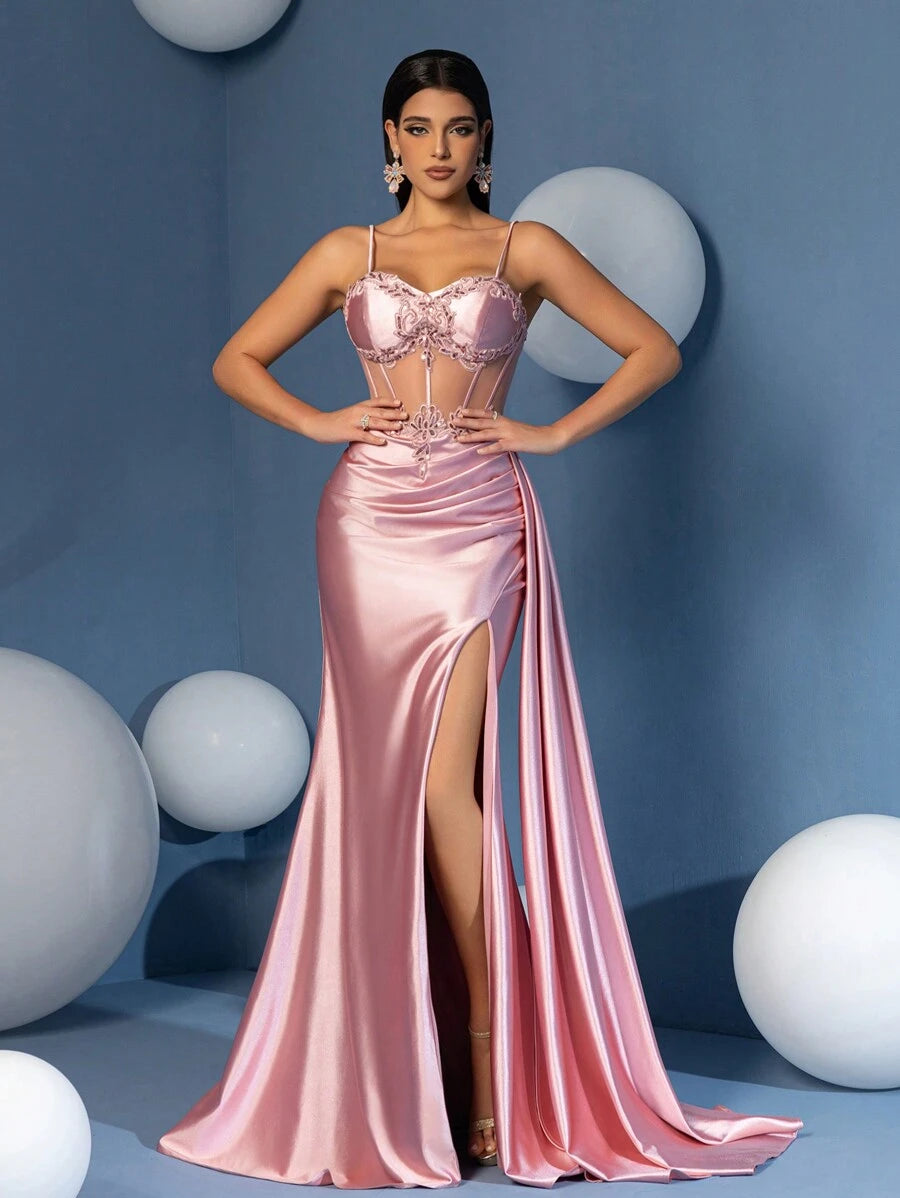 Vestido longo de cetim Magnifica