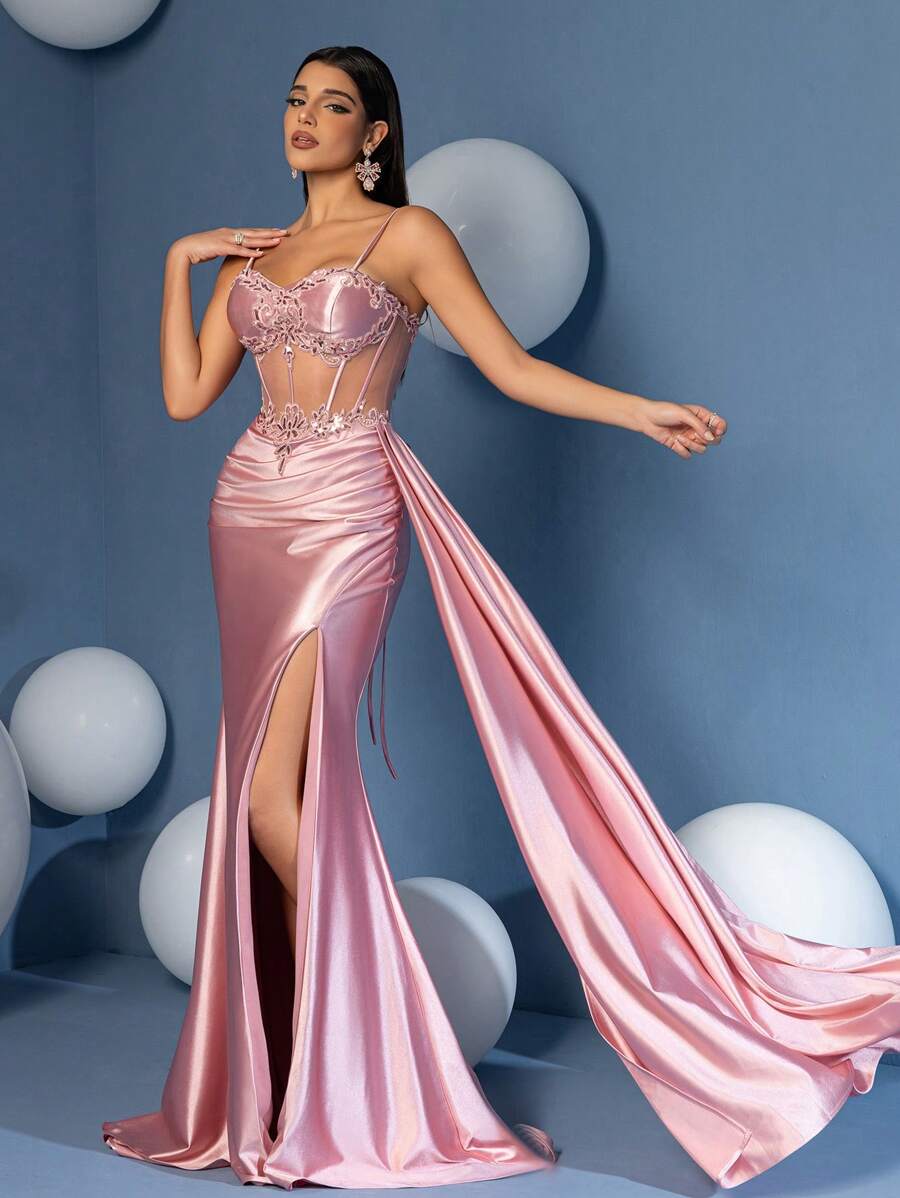 Vestido longo de cetim Magnifica