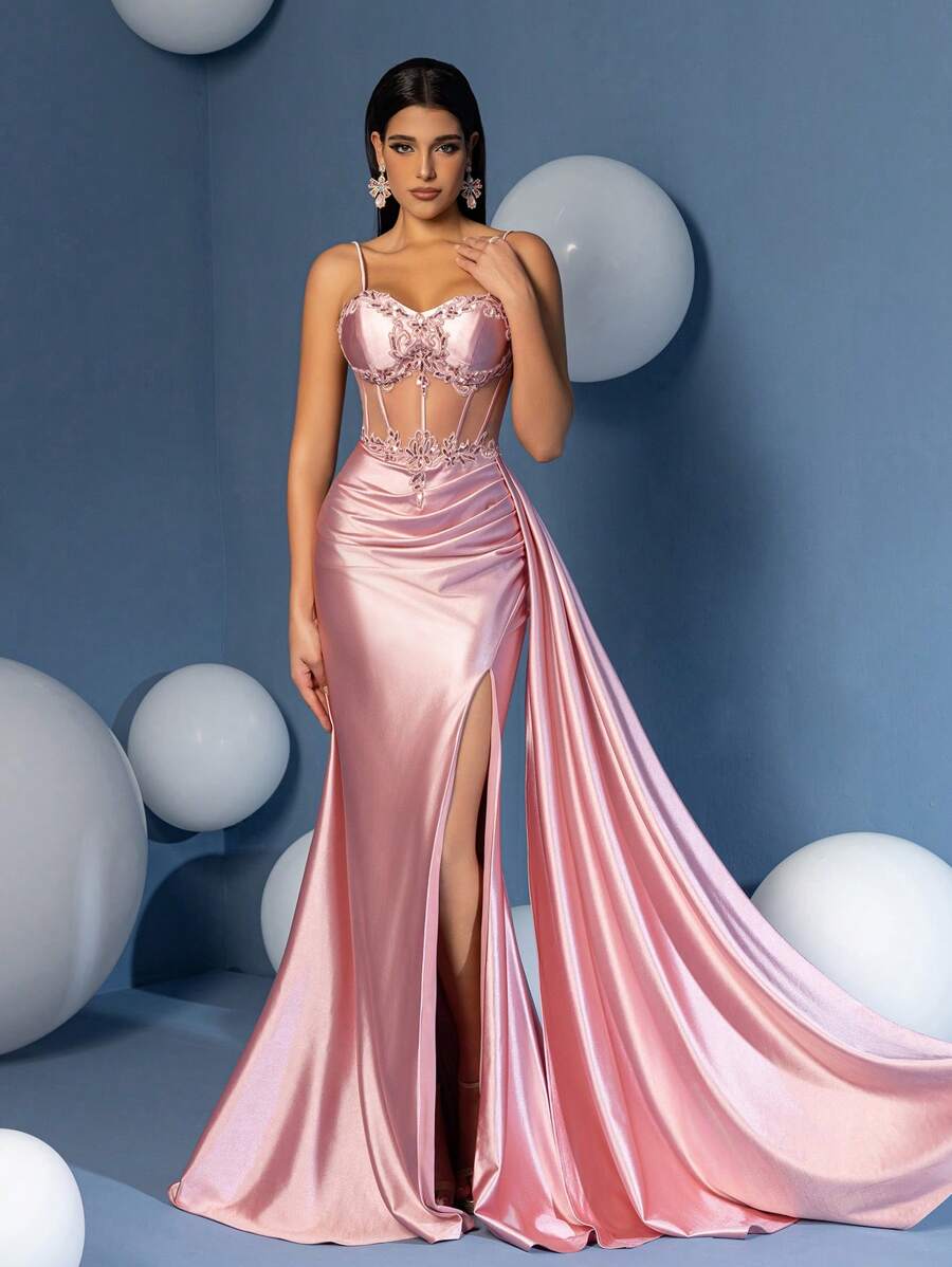 Vestido longo de cetim Magnifica