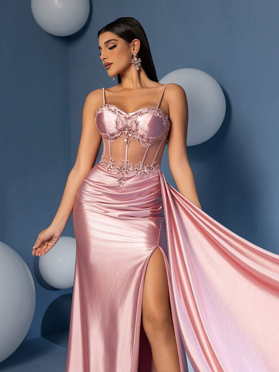 Vestido longo de cetim Magnifica