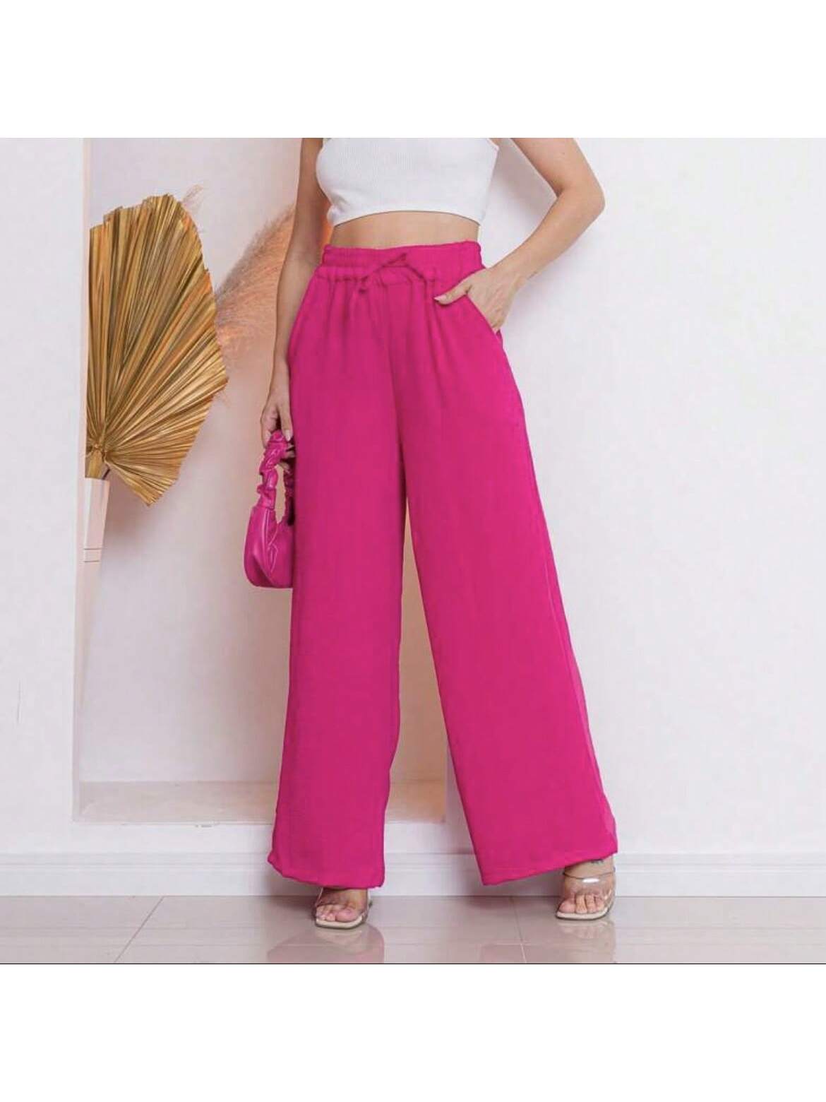 Calça Pantalona Cintura Alta – 12 Cores e Conforto