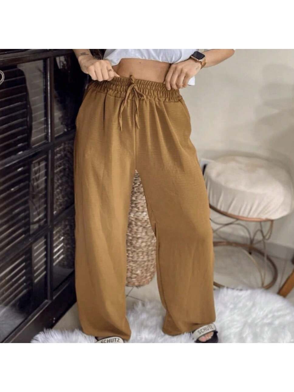 Calça Pantalona Cintura Alta – 12 Cores e Conforto