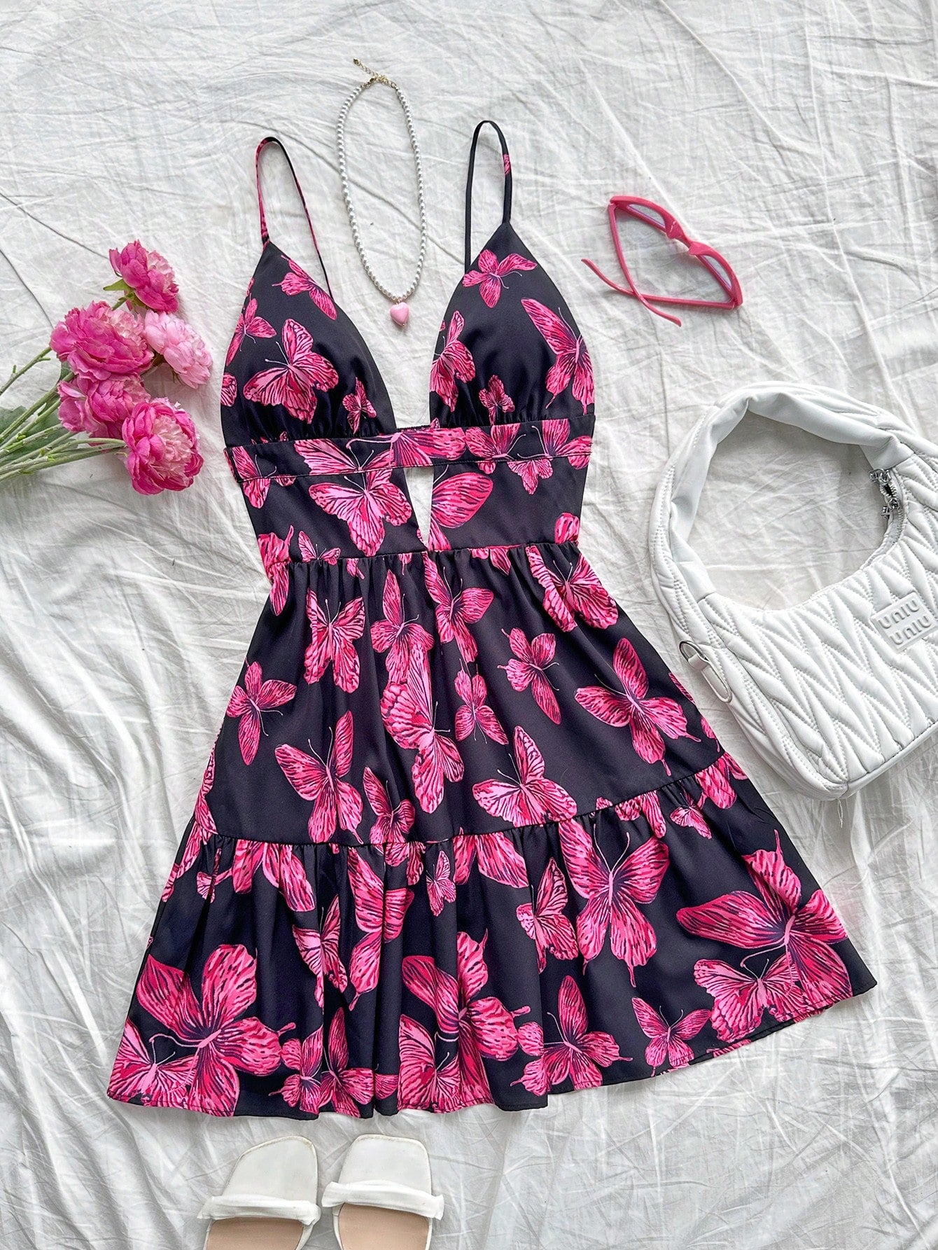 Vestido Curto com Decote em V – 9 Estampas e Cores