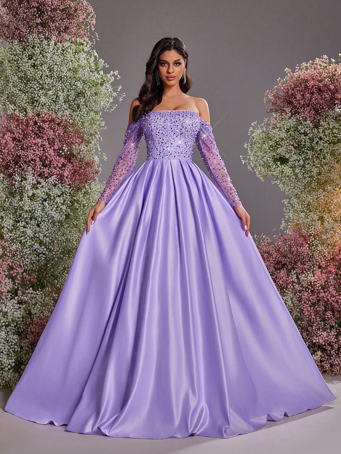 Vestido Longo Luxuoso Roxo | Brilho & Sofisticação