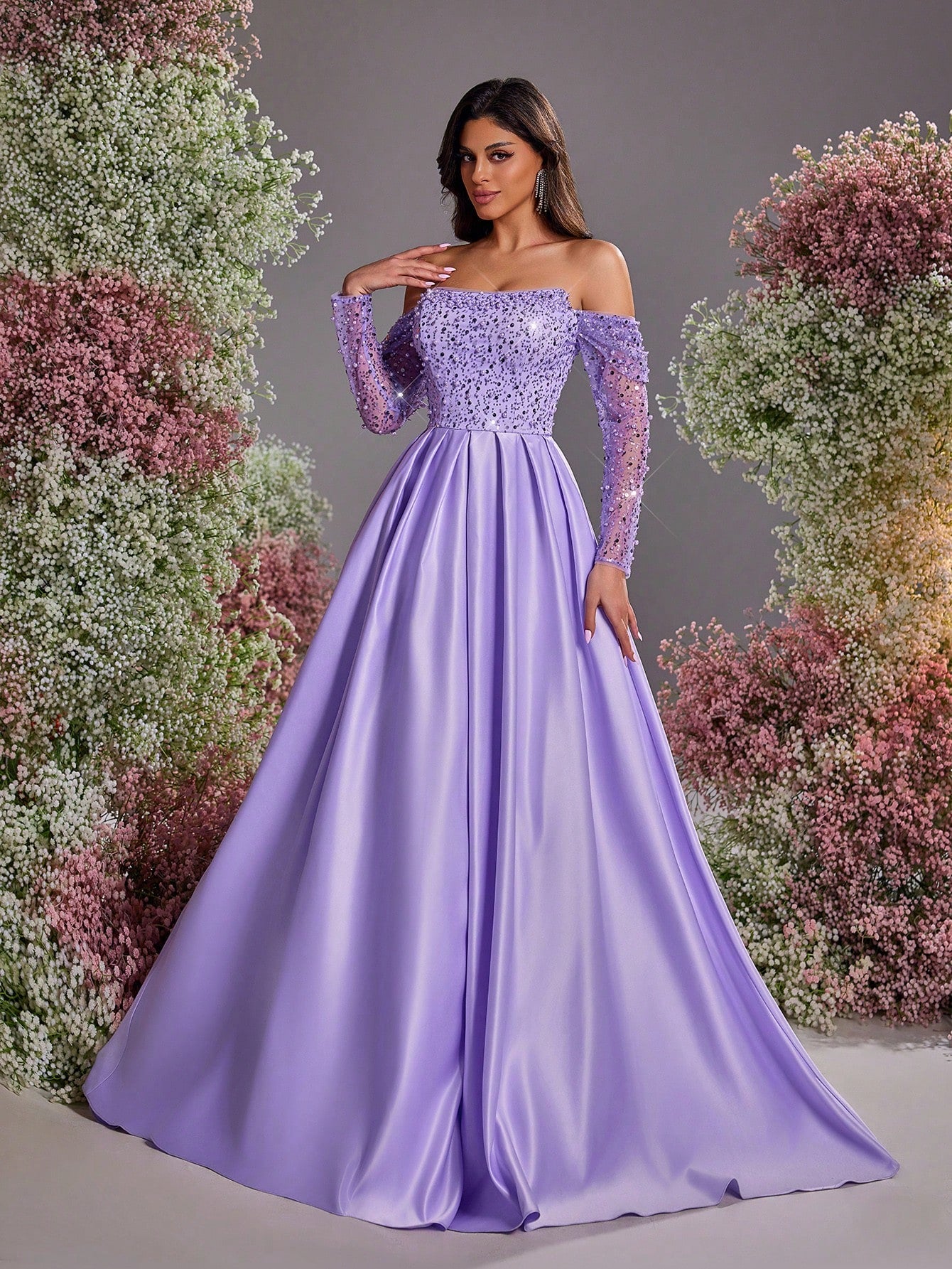 Vestido Longo Luxuoso Roxo | Brilho & Sofisticação