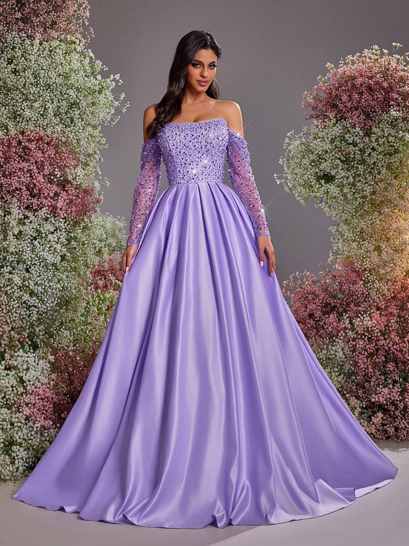 Vestido Longo Luxuoso Roxo | Brilho & Sofisticação