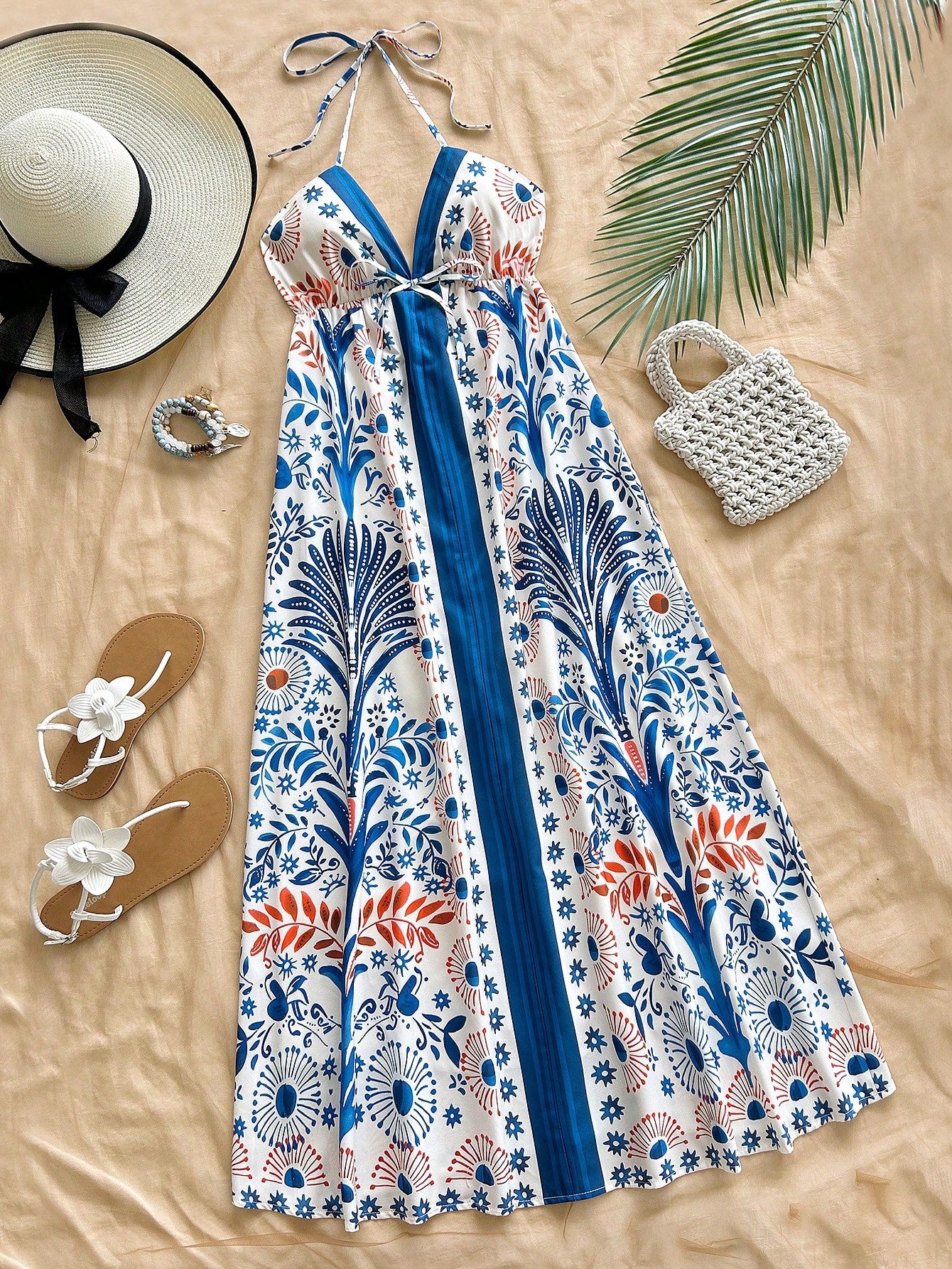 vestidos para o verão - Maxi de Verão – Estampa Tropical Azul!
