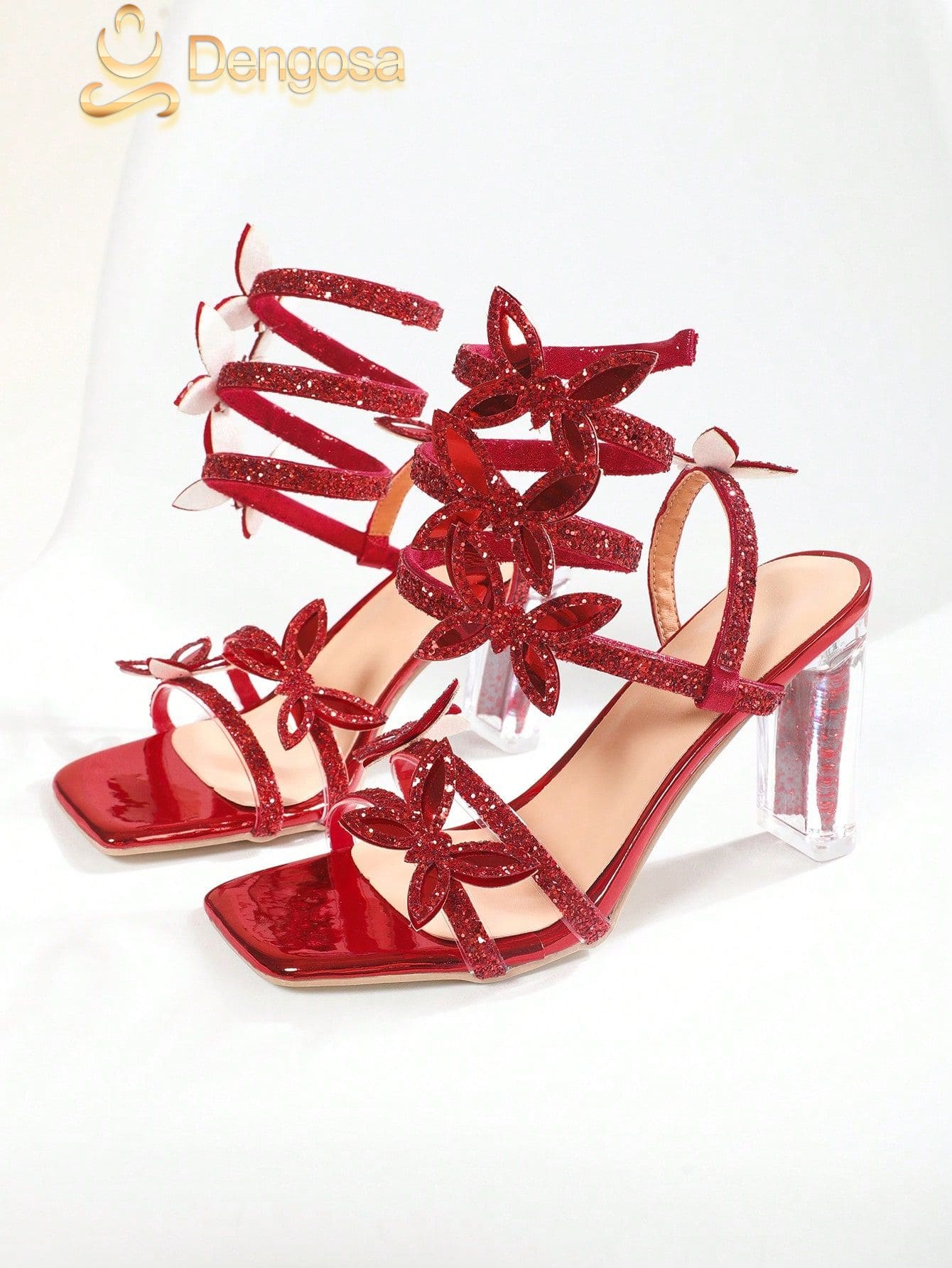 Salto Feminino Butterfly STARS – Salto Alto Brilhoso com Cristais (9 cm)