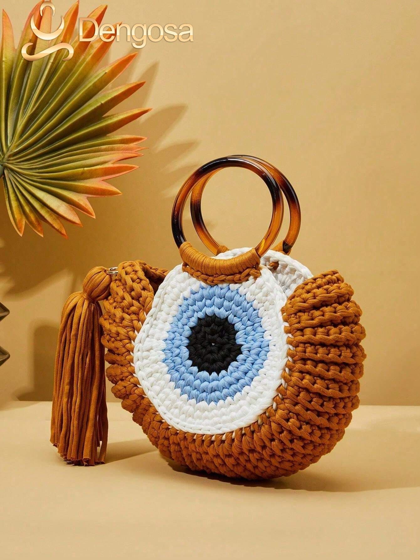 Bolsa de Crochê Olho Grego - 5 Cores e Design Exclusivo