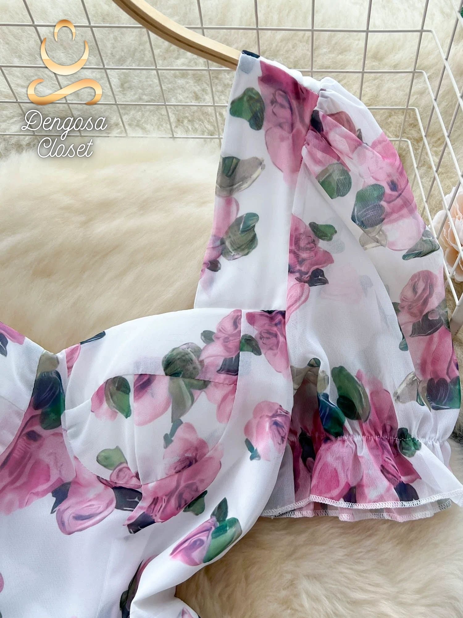 vestido longo de estampa floral - Dengosa Floral Éden