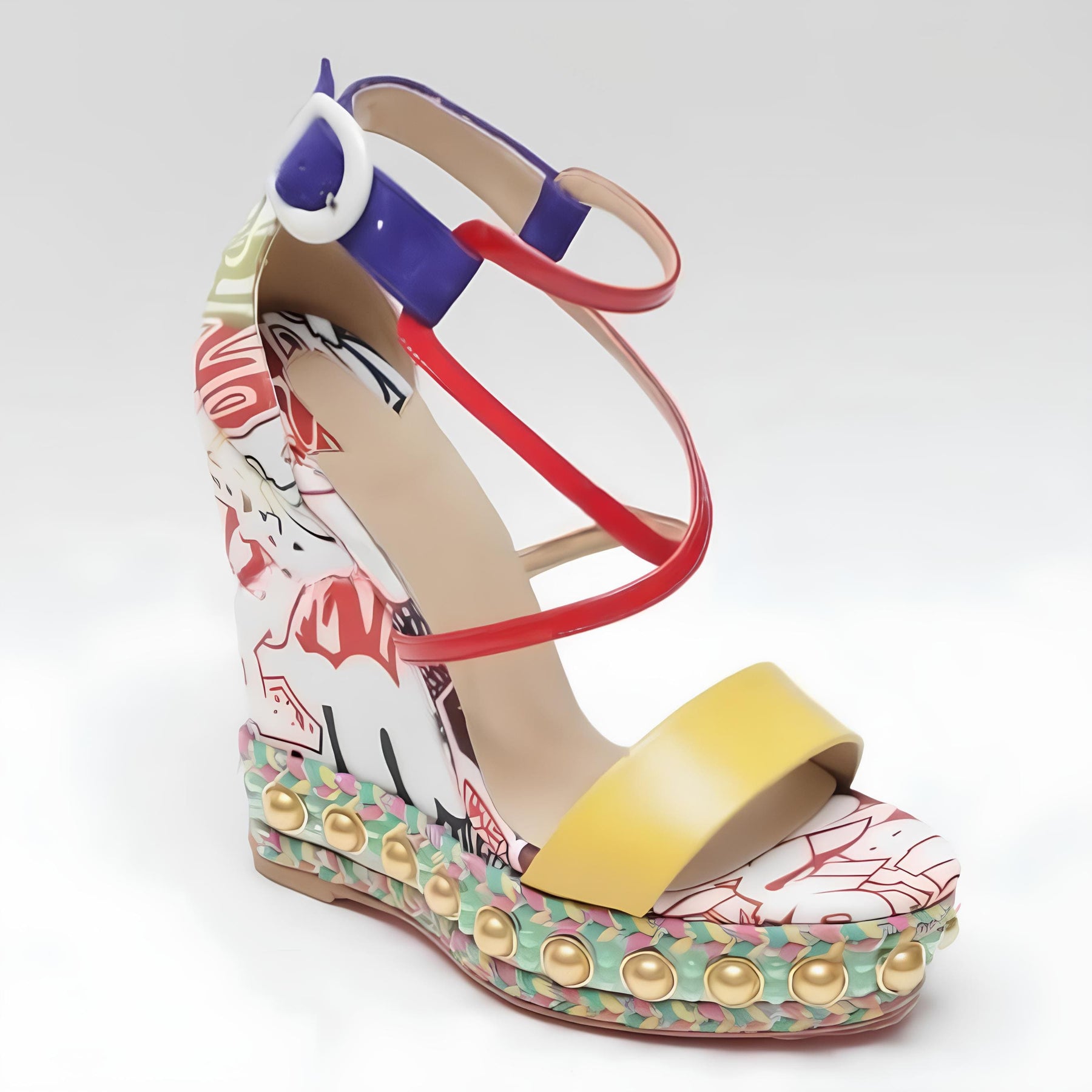 Sandália branca e pele de onça