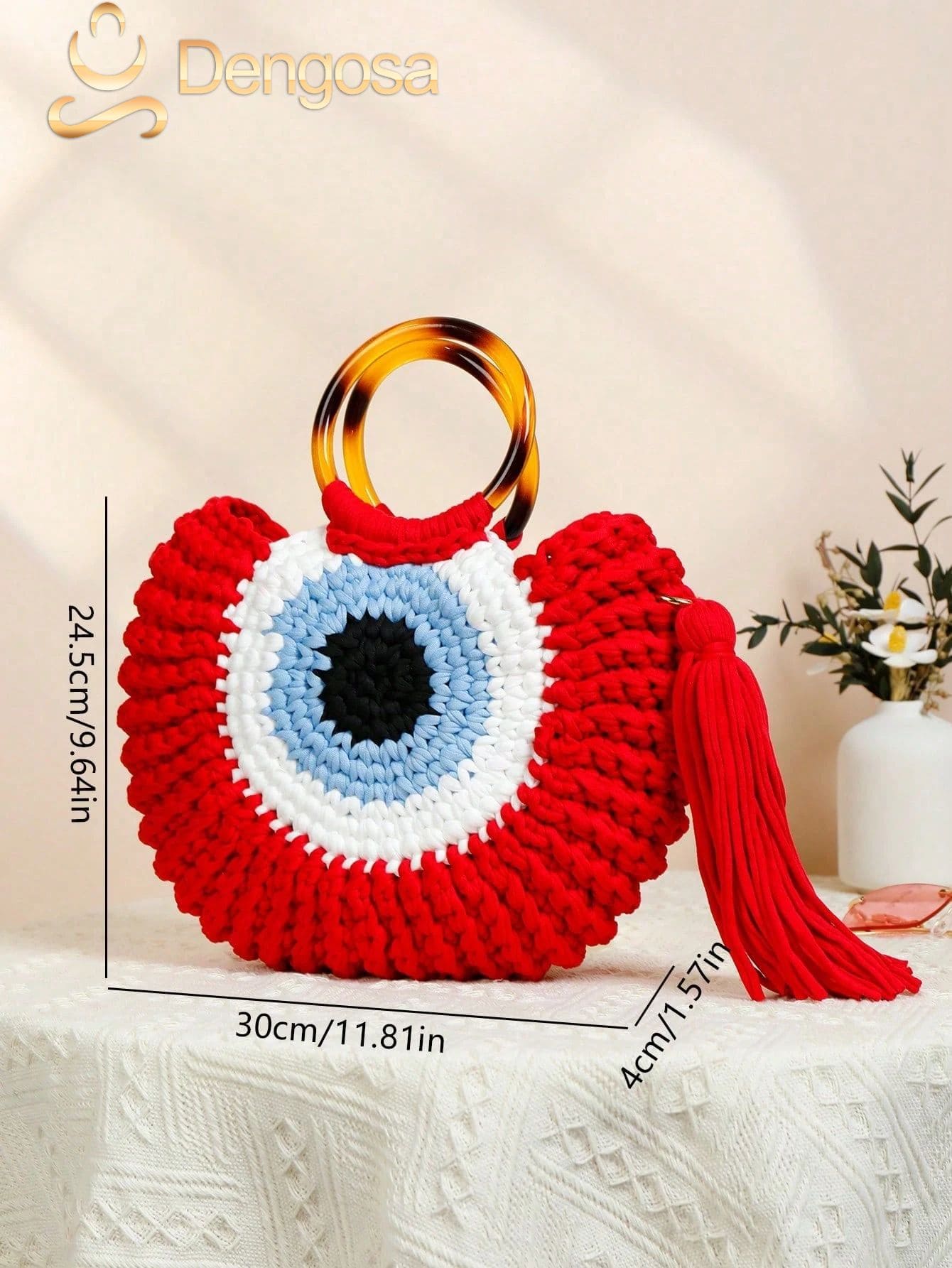 Bolsa de Crochê Olho Grego - 5 Cores e Design Exclusivo