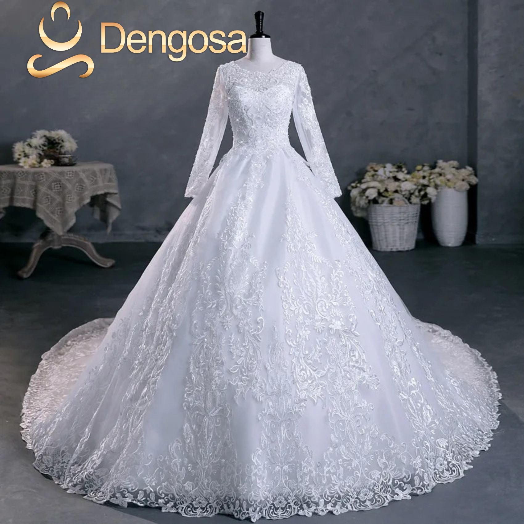 Vestido de noiva com mangas longas