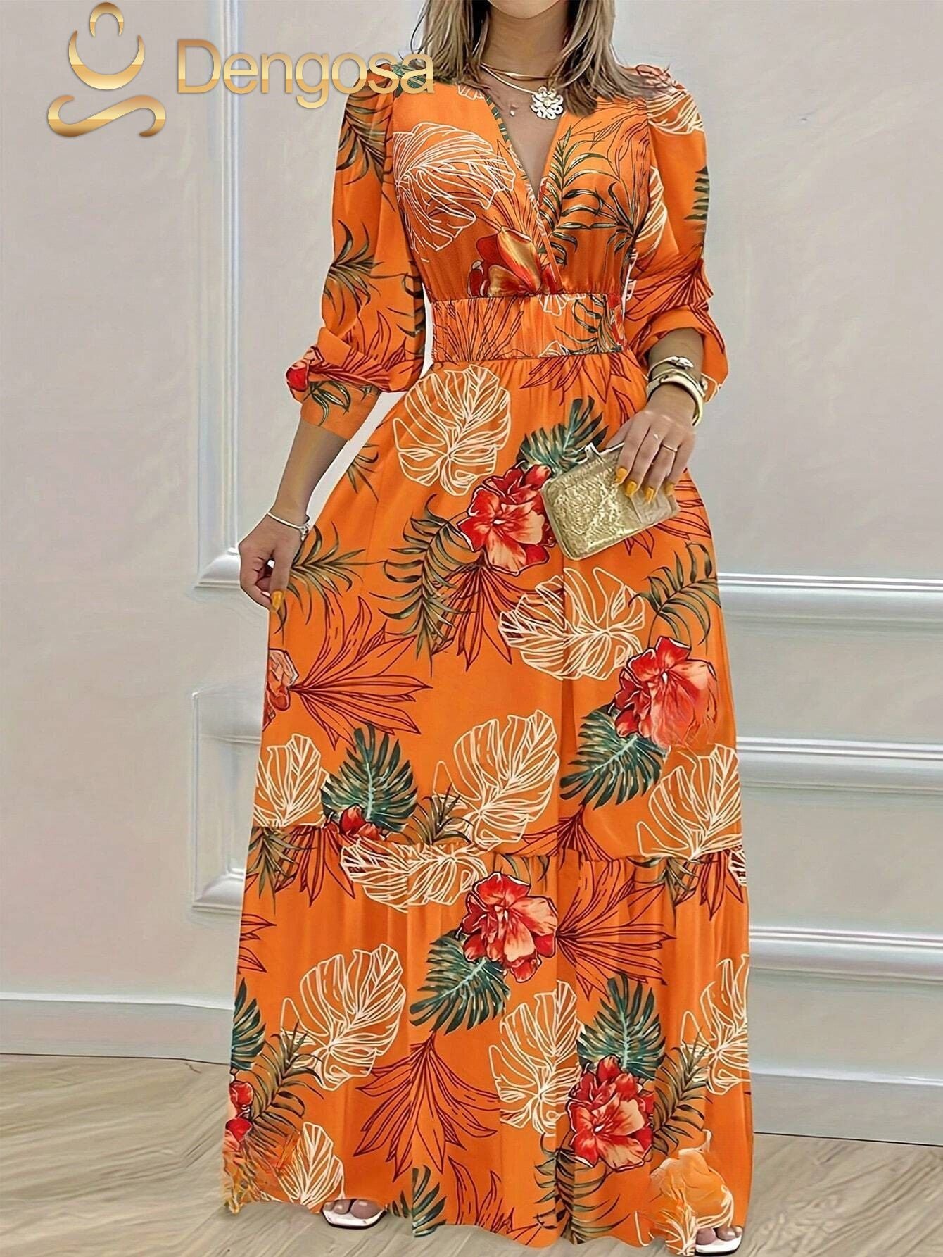 Vestido Longo Estampa Tropical – O Look Perfeito para Suas Férias!