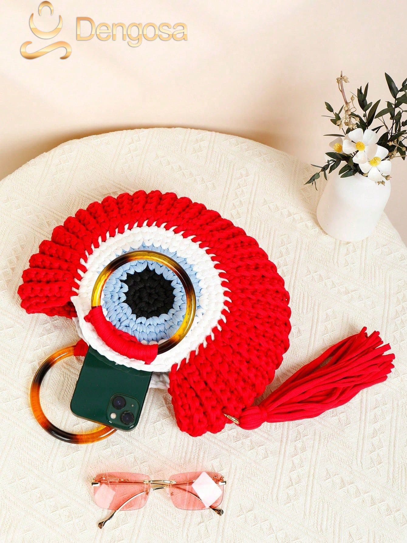 Bolsa de Crochê Olho Grego - 5 Cores e Design Exclusivo