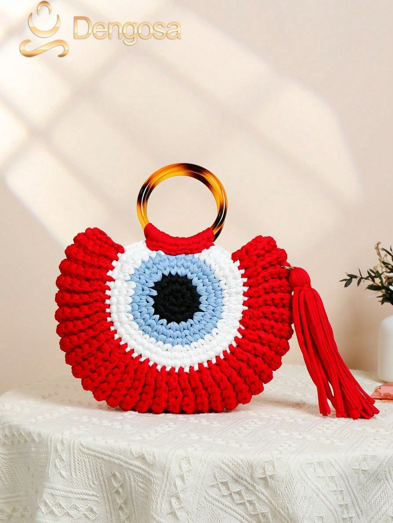 Bolsa de Crochê Olho Grego - 5 Cores e Design Exclusivo