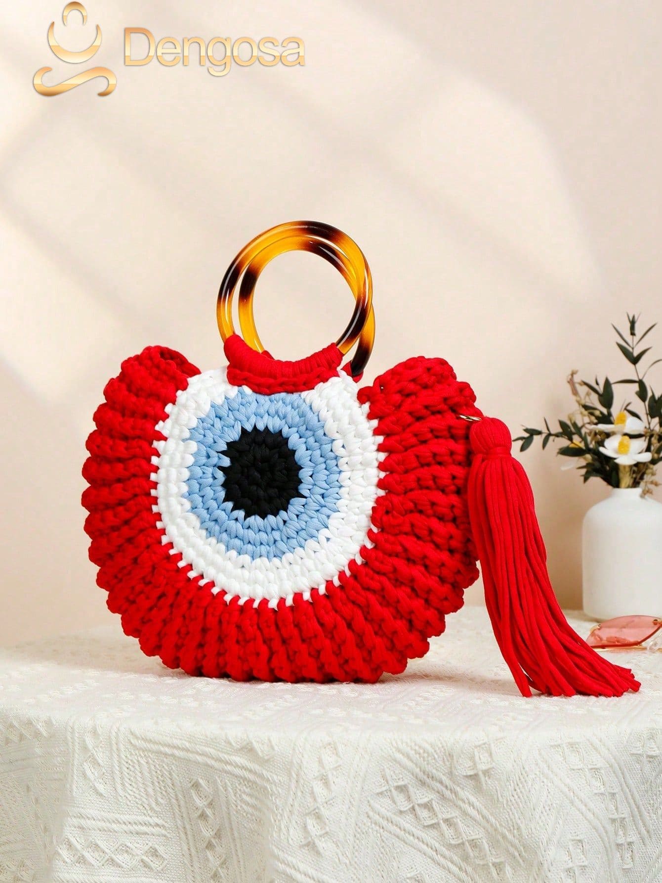 Bolsa de Crochê Olho Grego - 5 Cores e Design Exclusivo