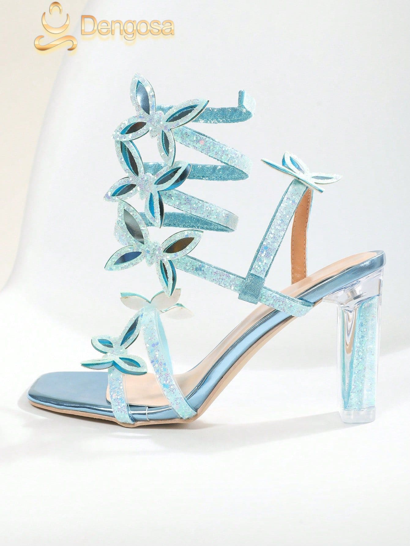 Salto Feminino Butterfly STARS – Salto Alto Brilhoso com Cristais (9 cm)