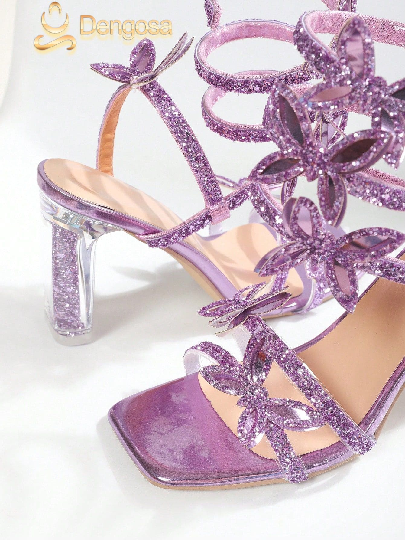 Salto Feminino Butterfly STARS – Salto Alto Brilhoso com Cristais (9 cm)