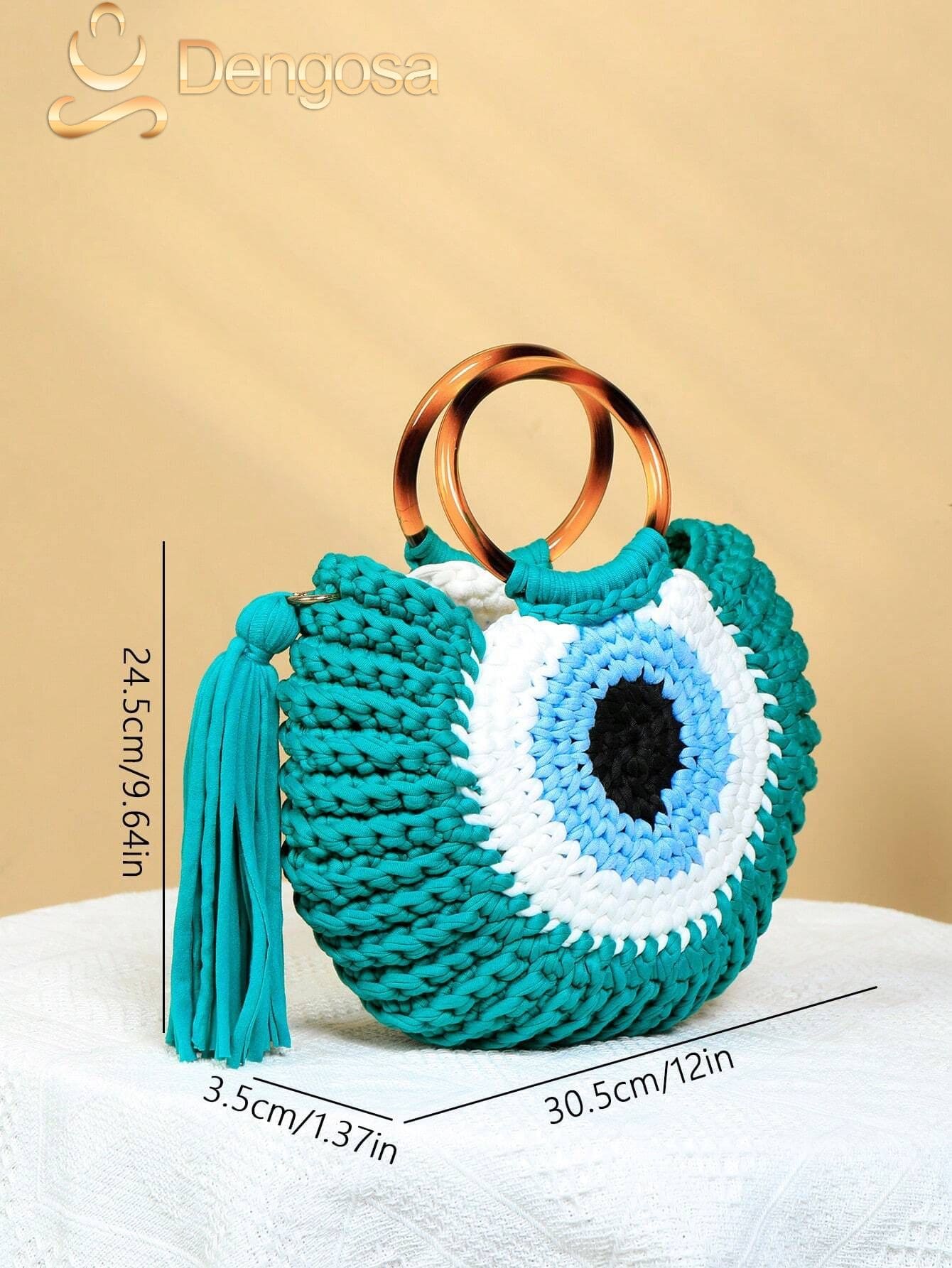 Bolsa de Crochê Olho Grego - 5 Cores e Design Exclusivo