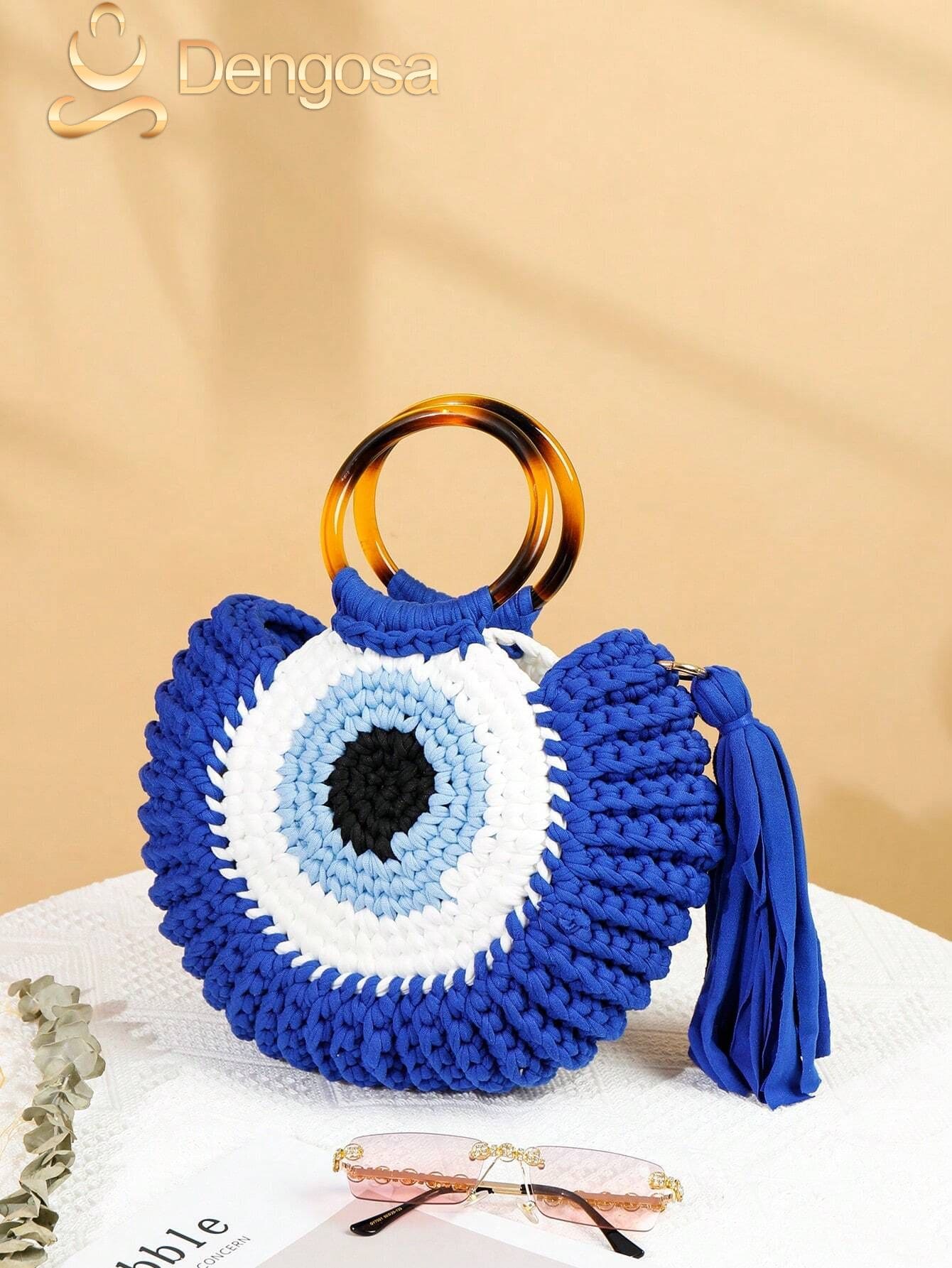 Bolsa de Crochê Olho Grego - 5 Cores e Design Exclusivo