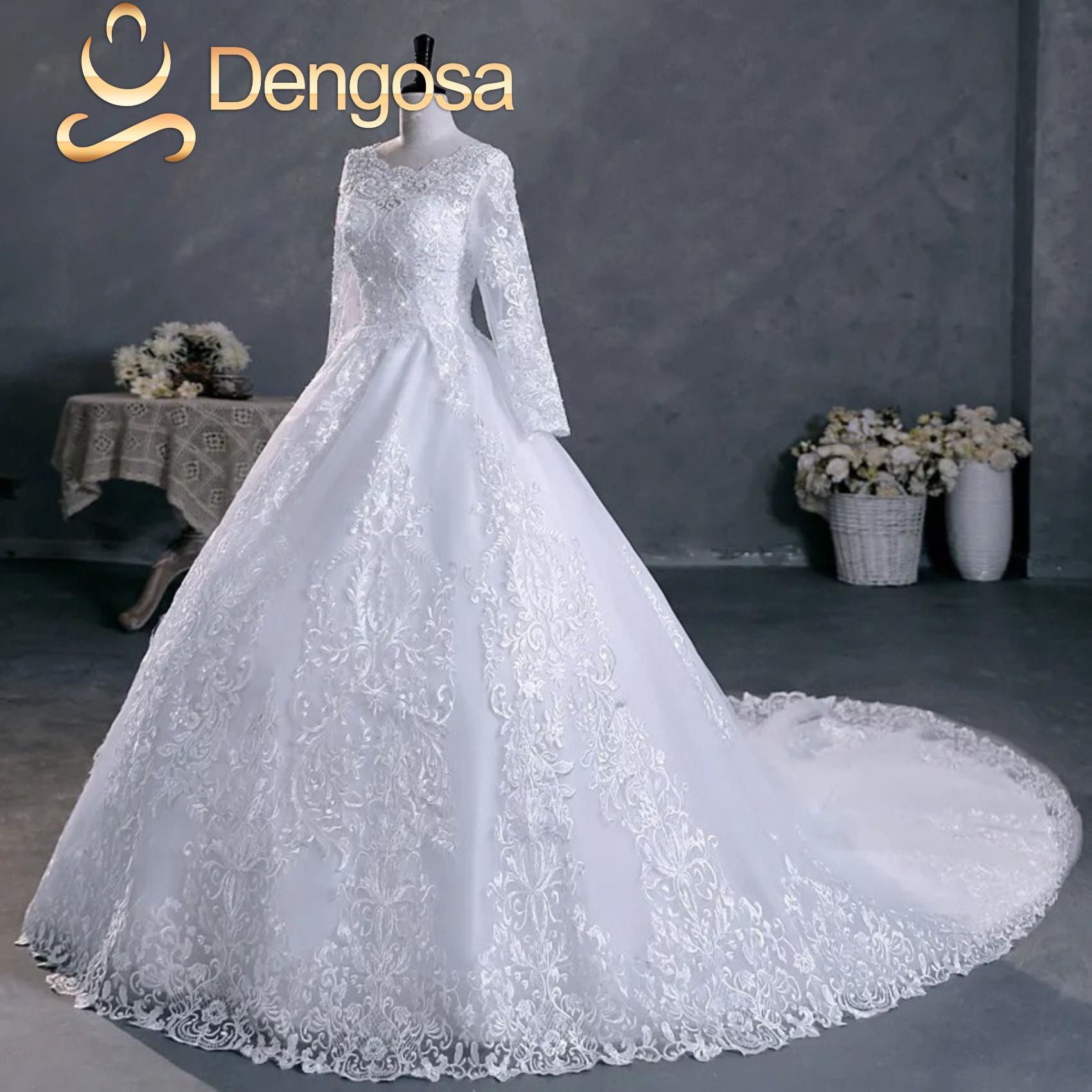 Vestido de noiva com mangas longas