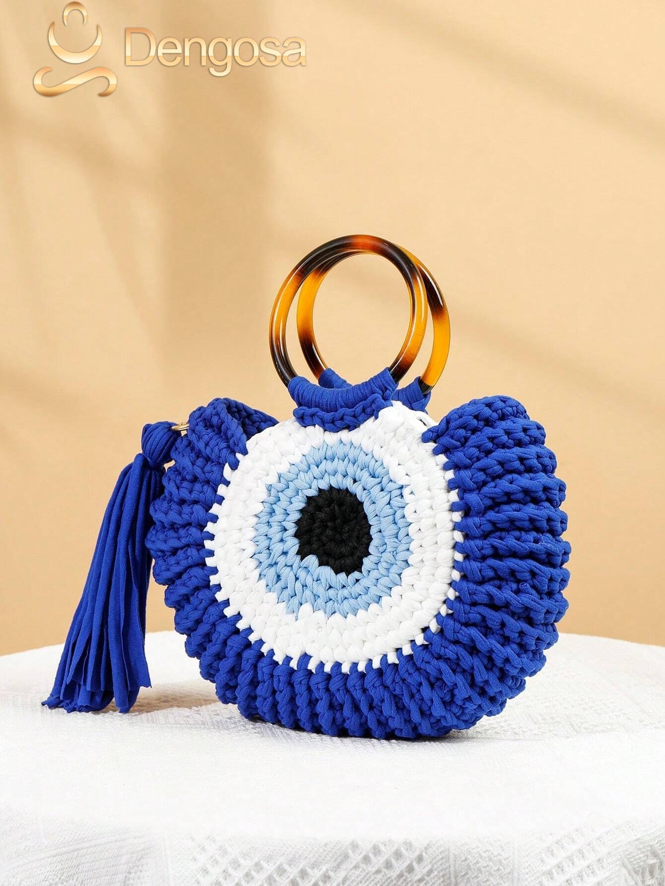 Bolsa de Crochê Olho Grego - 5 Cores e Design Exclusivo