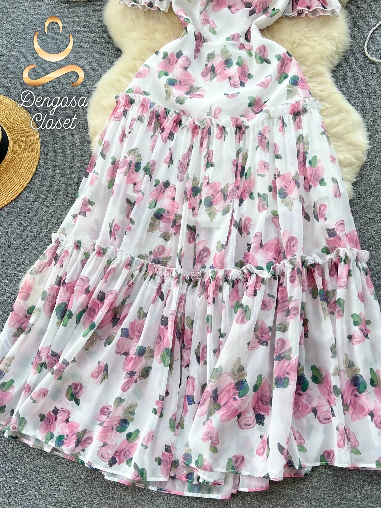 vestido longo de estampa floral - Dengosa Floral Éden