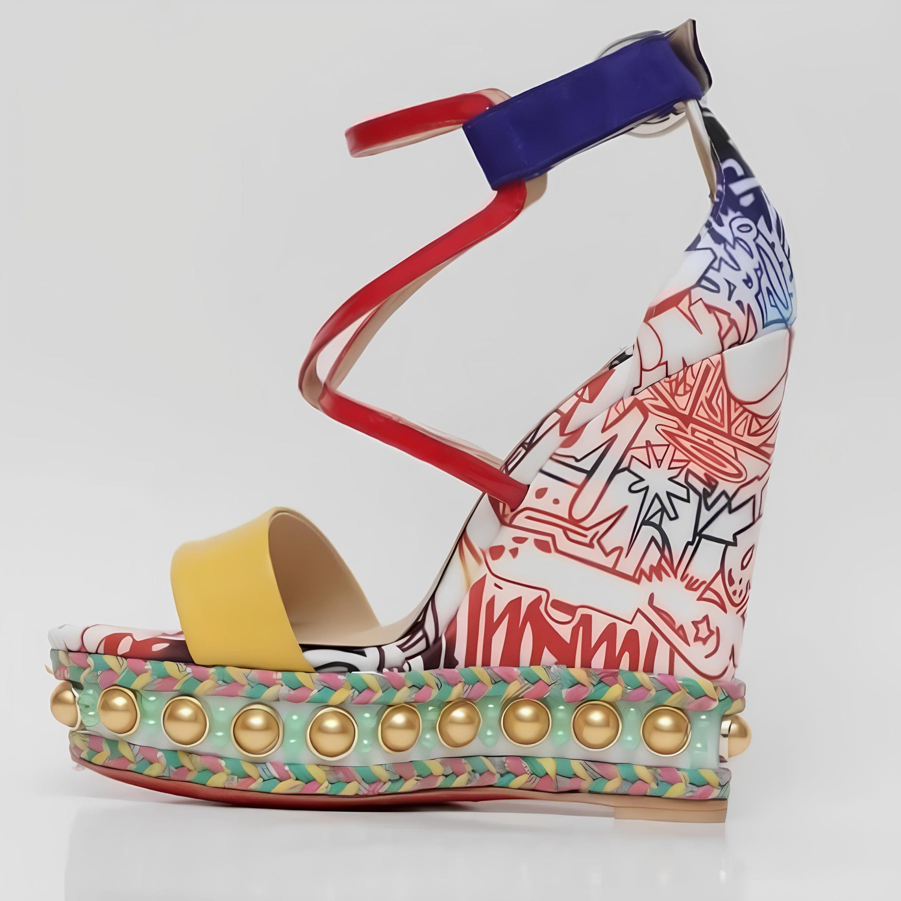 Sandália branca e pele de onça