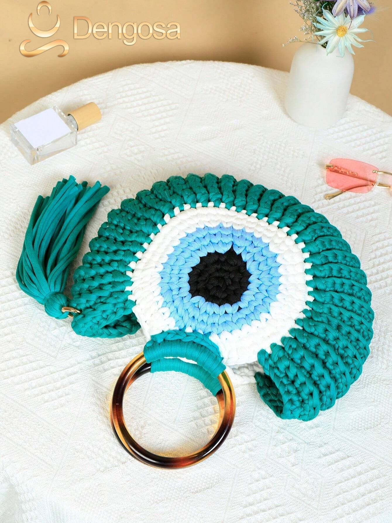 Bolsa de Crochê Olho Grego - 5 Cores e Design Exclusivo