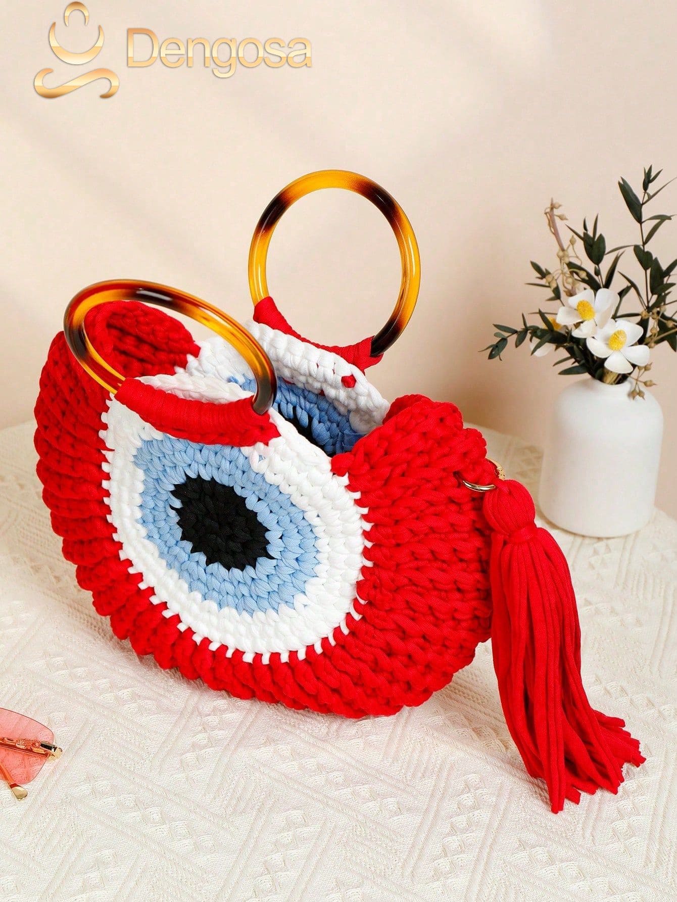 Bolsa de Crochê Olho Grego - 5 Cores e Design Exclusivo