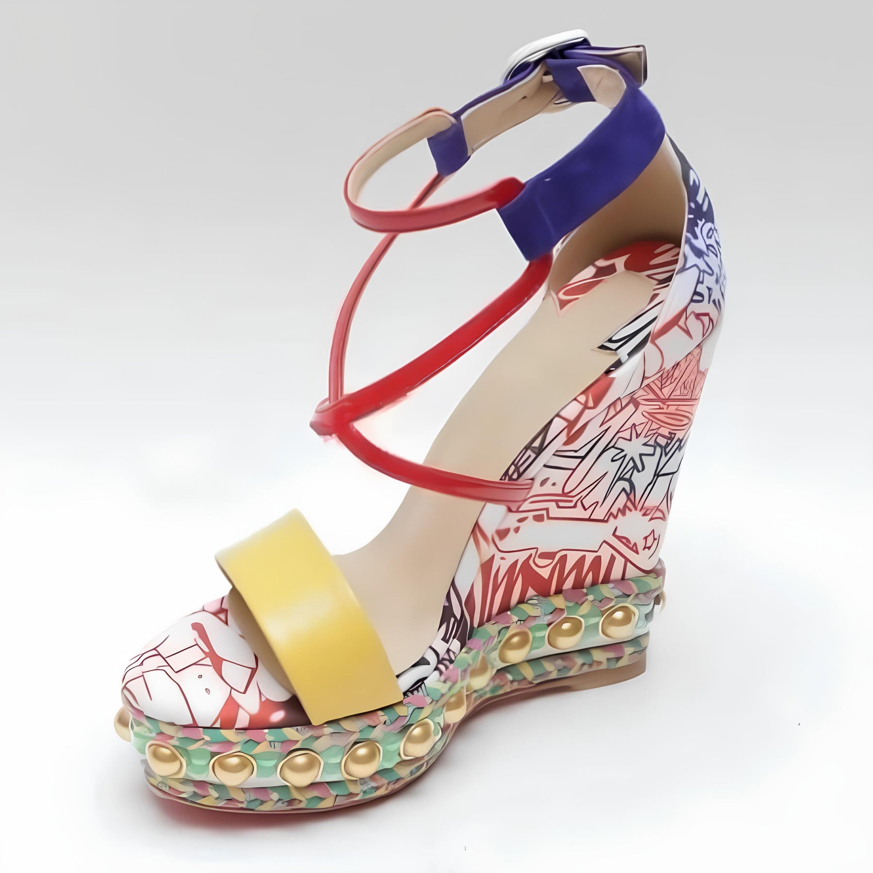 Sandália branca e pele de onça