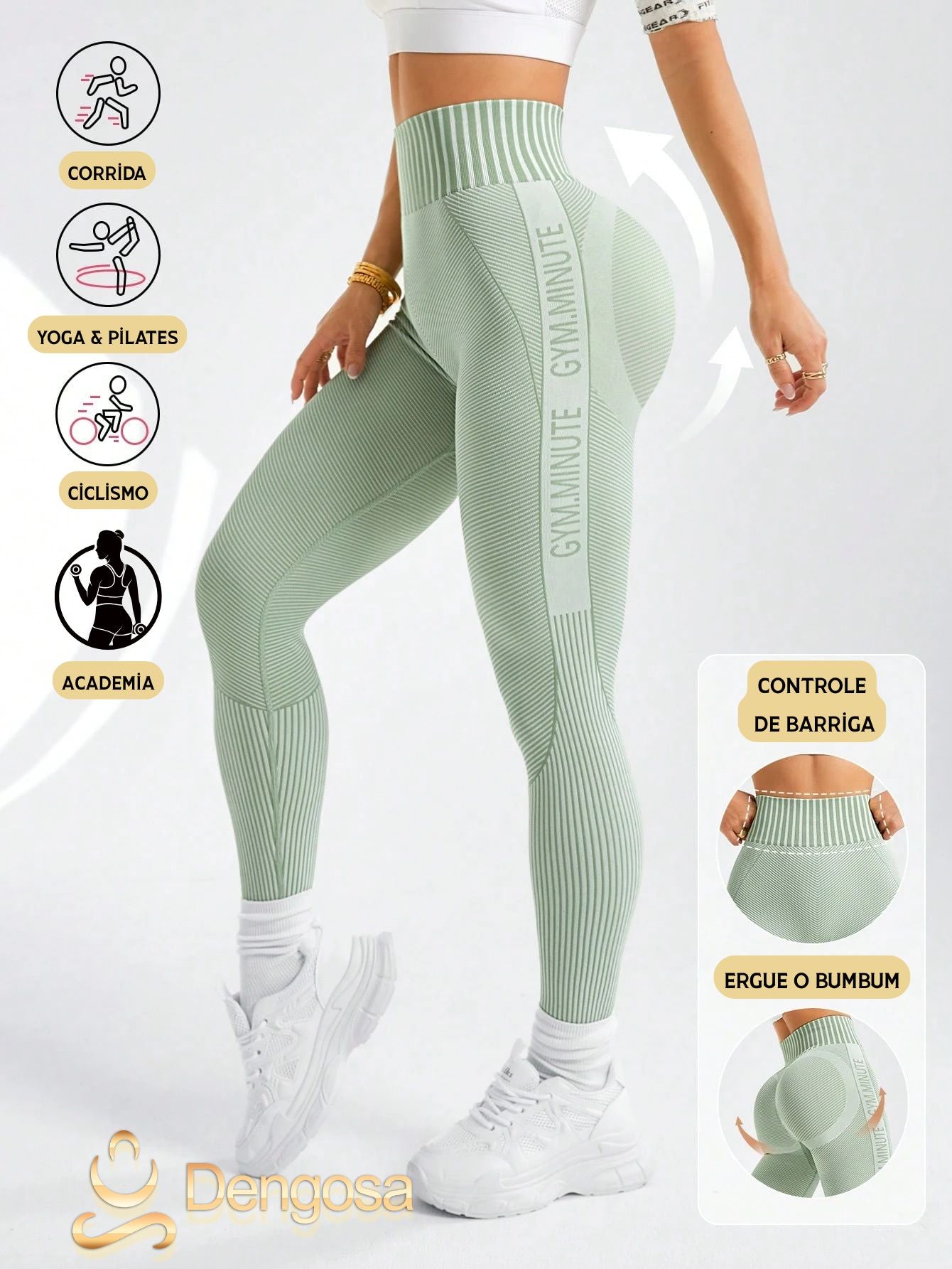 Calça Legging Feminina Sem Costura - Verde Oliva, 3 Tamanhos