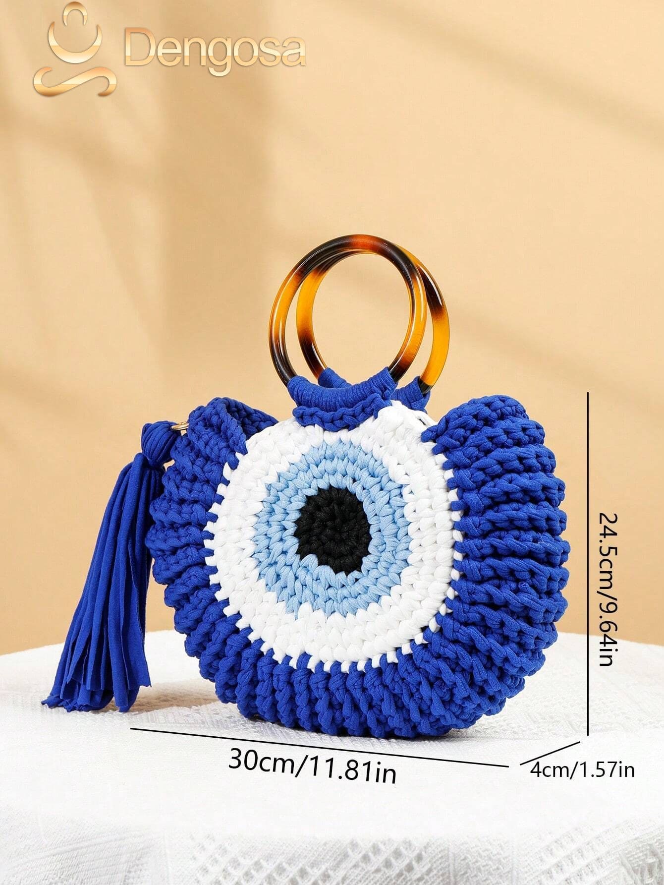 Bolsa de Crochê Olho Grego - 5 Cores e Design Exclusivo